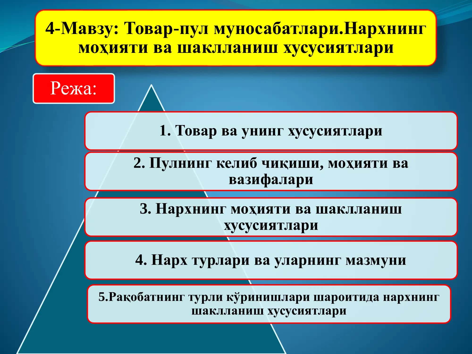 Товар-пул муносабатлари