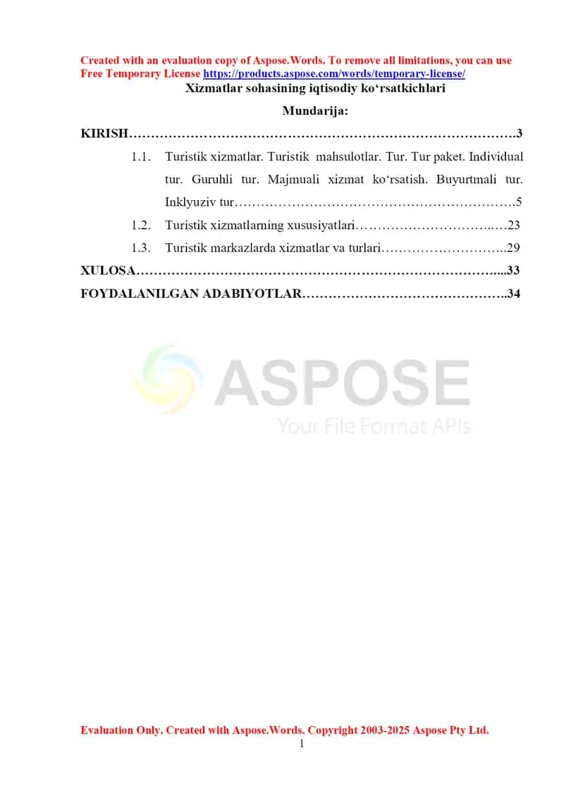 Xizmatlar sohasining iqtisodiy ko‘rsatkichlari