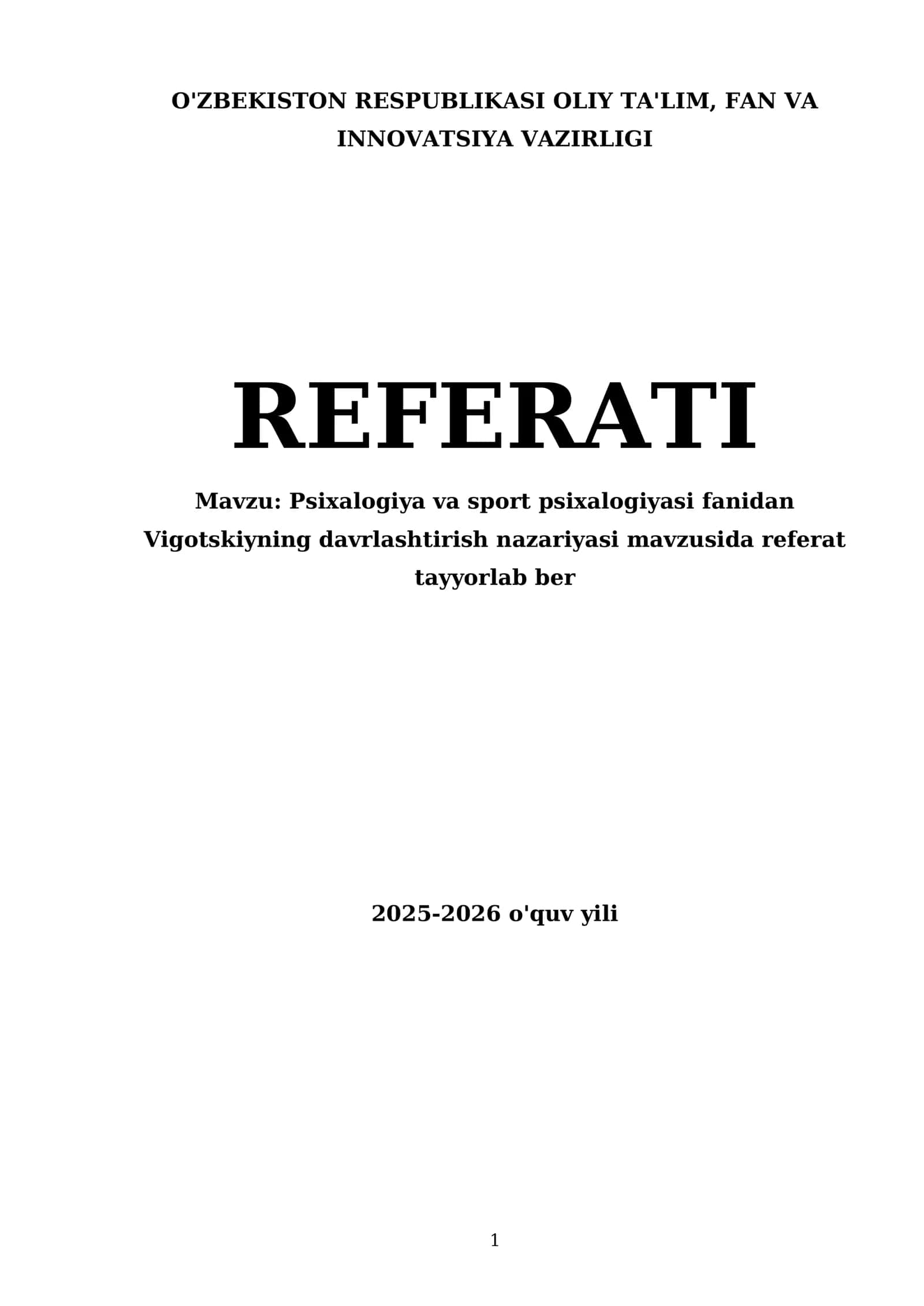 Psixalogiya va sport psixalogiyasi fanidan Vigotskiyning davrlashtirish nazariyasi mavzusida referat