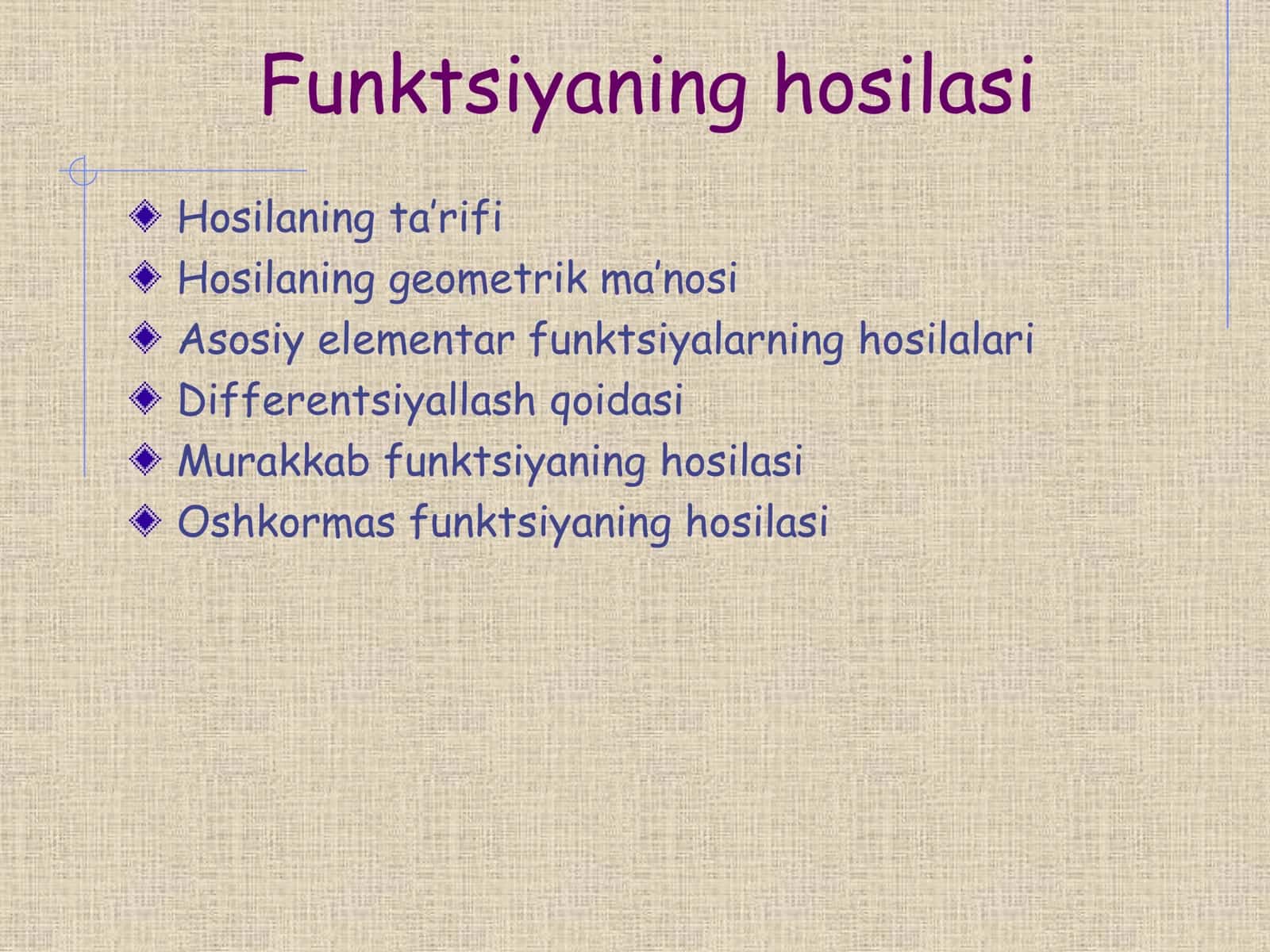 Funktsiyaning hosilasi