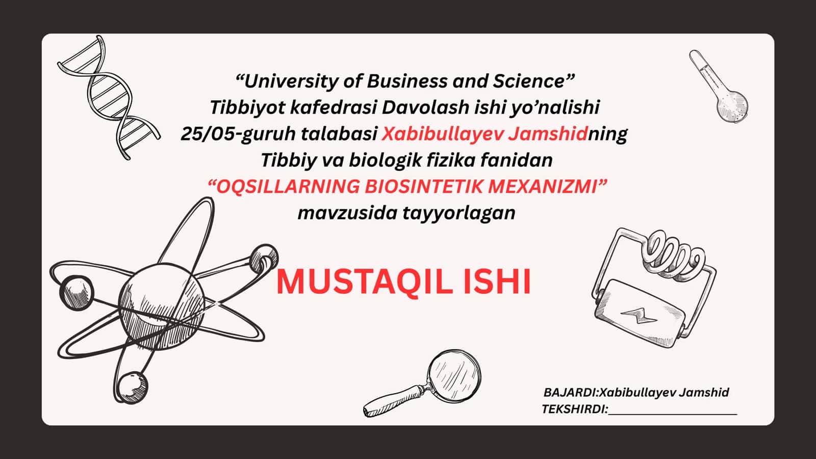 OQSILLARNING BIOSINTETIK MEXANIZMI