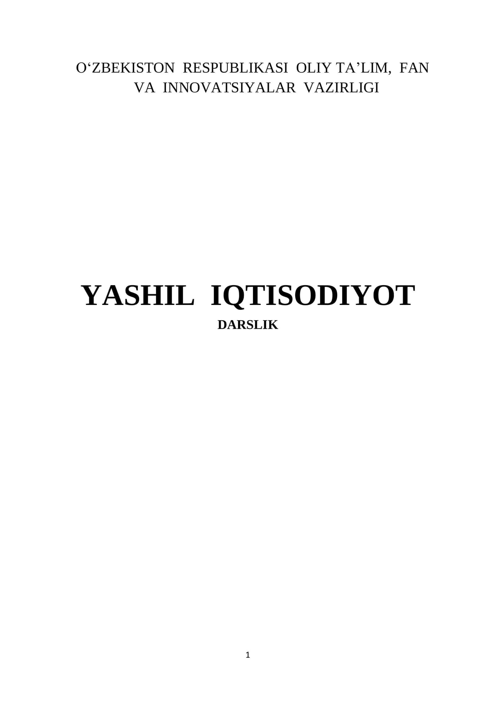 YASHIL IQTISODIYOT DARSLIK