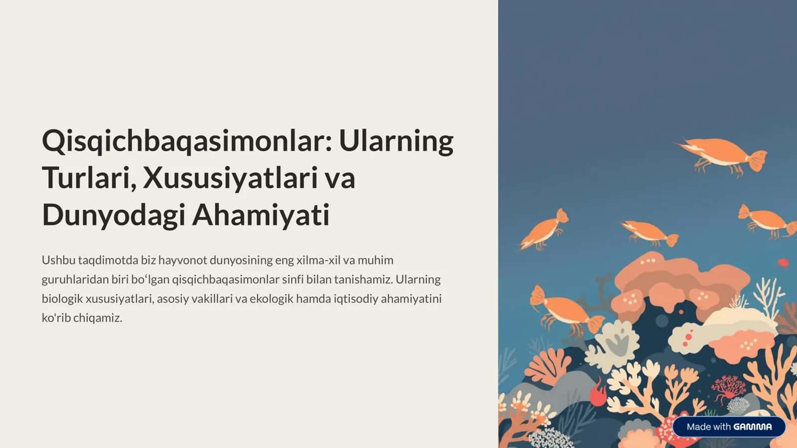 Qisqichbaqasimonlar: Ularning Turlari, Xususiyatlari va Dunyodagi Ahamiyati