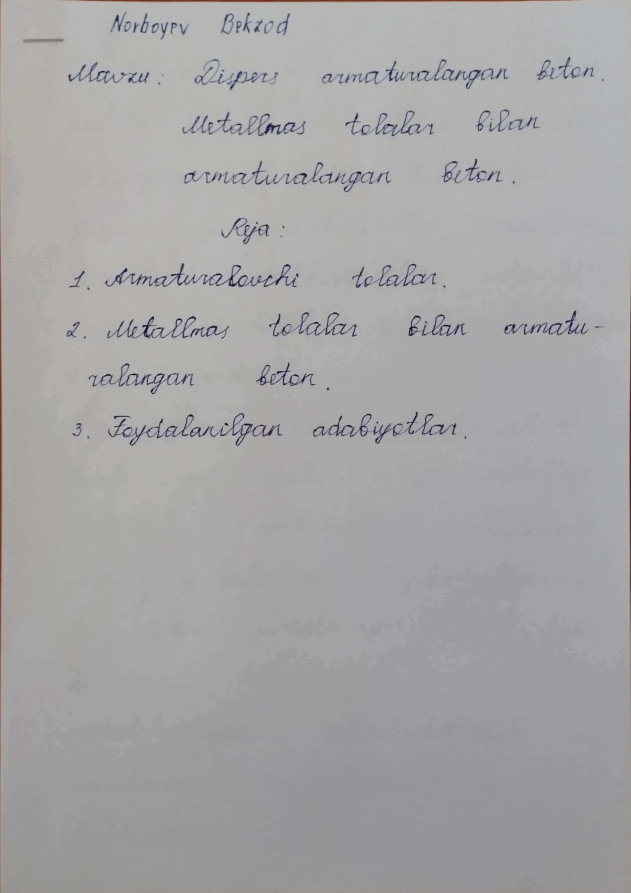 Dispers armaturalangan beton. Metallmas tolalar bilan armaturalangan beton.