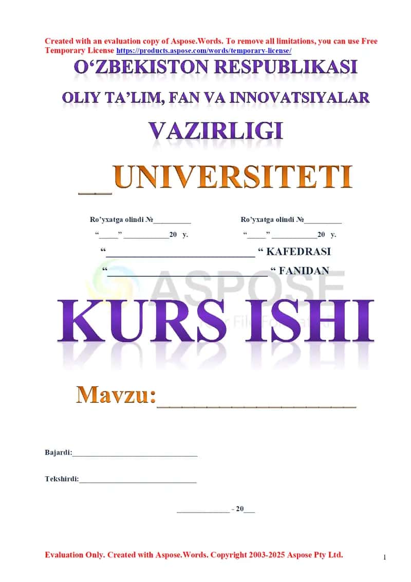 Marketing bo‘yicha kurs ishi