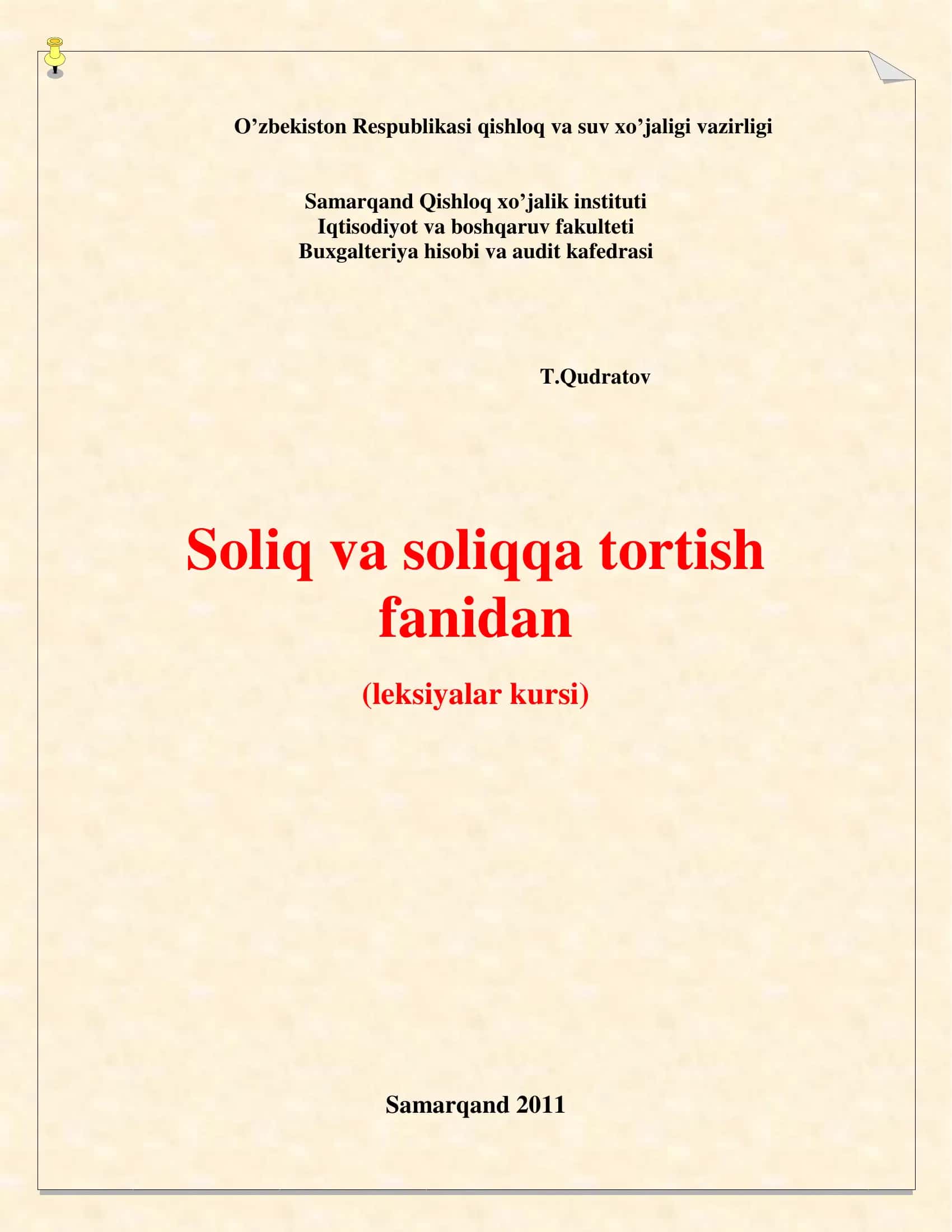 SOLIQ VA SOLIQGA TORTISH FANI DASTURI