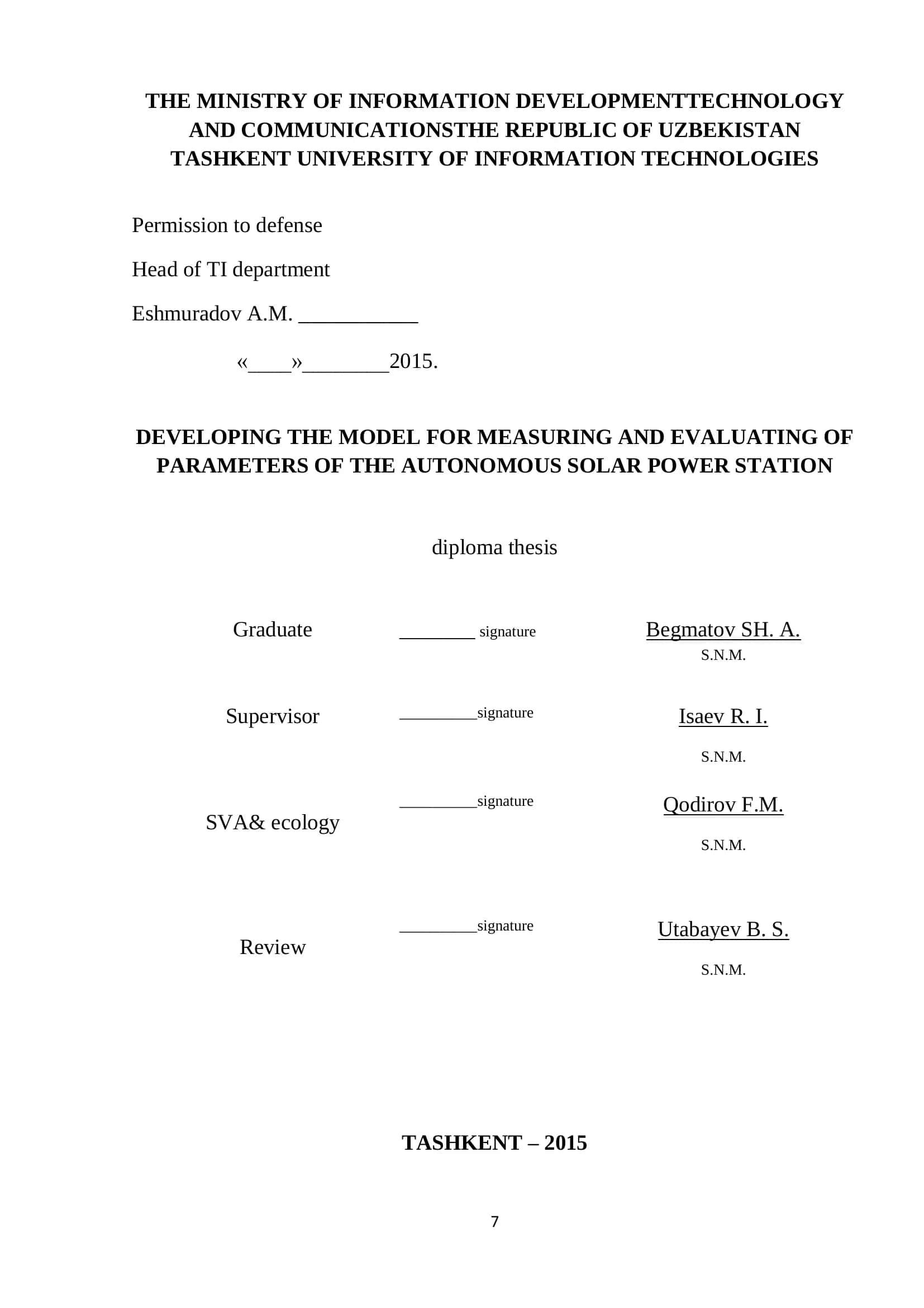 Model for Measuring and Evaluating Parameters of Autonomous Solar Power Station