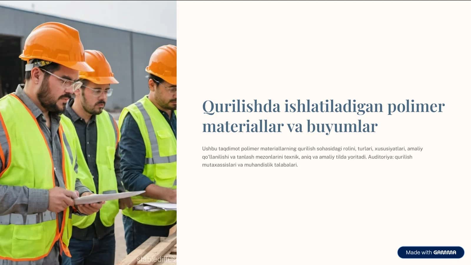 Polimer materiallarning qurilish sohasidagi roli