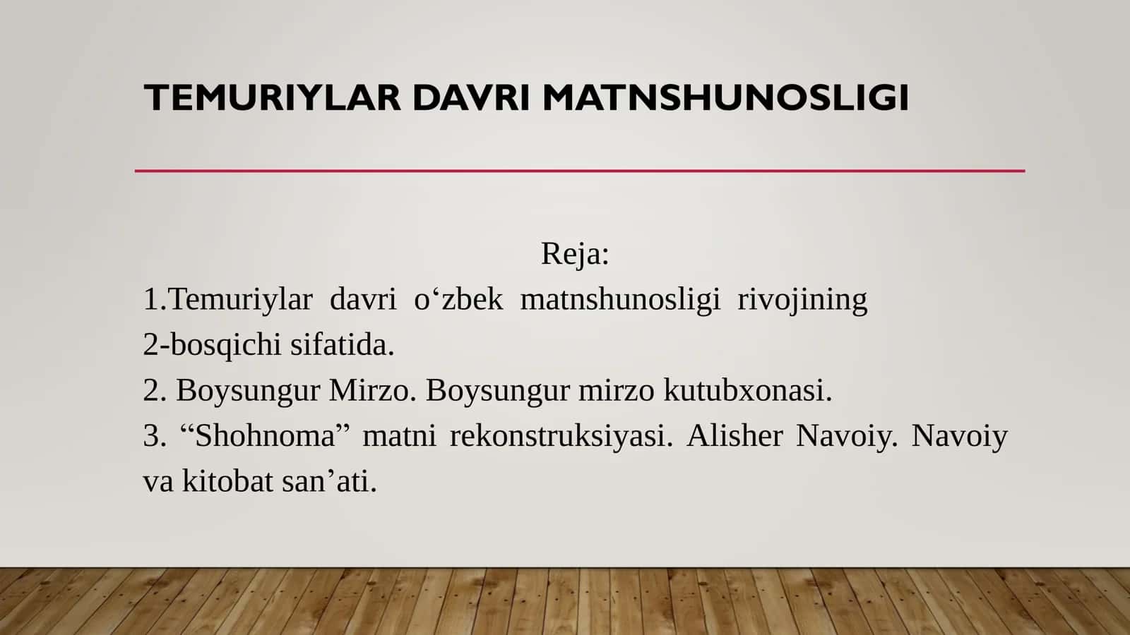 TEMURIYLAR DAVRI MATNSHUNOSLIGI