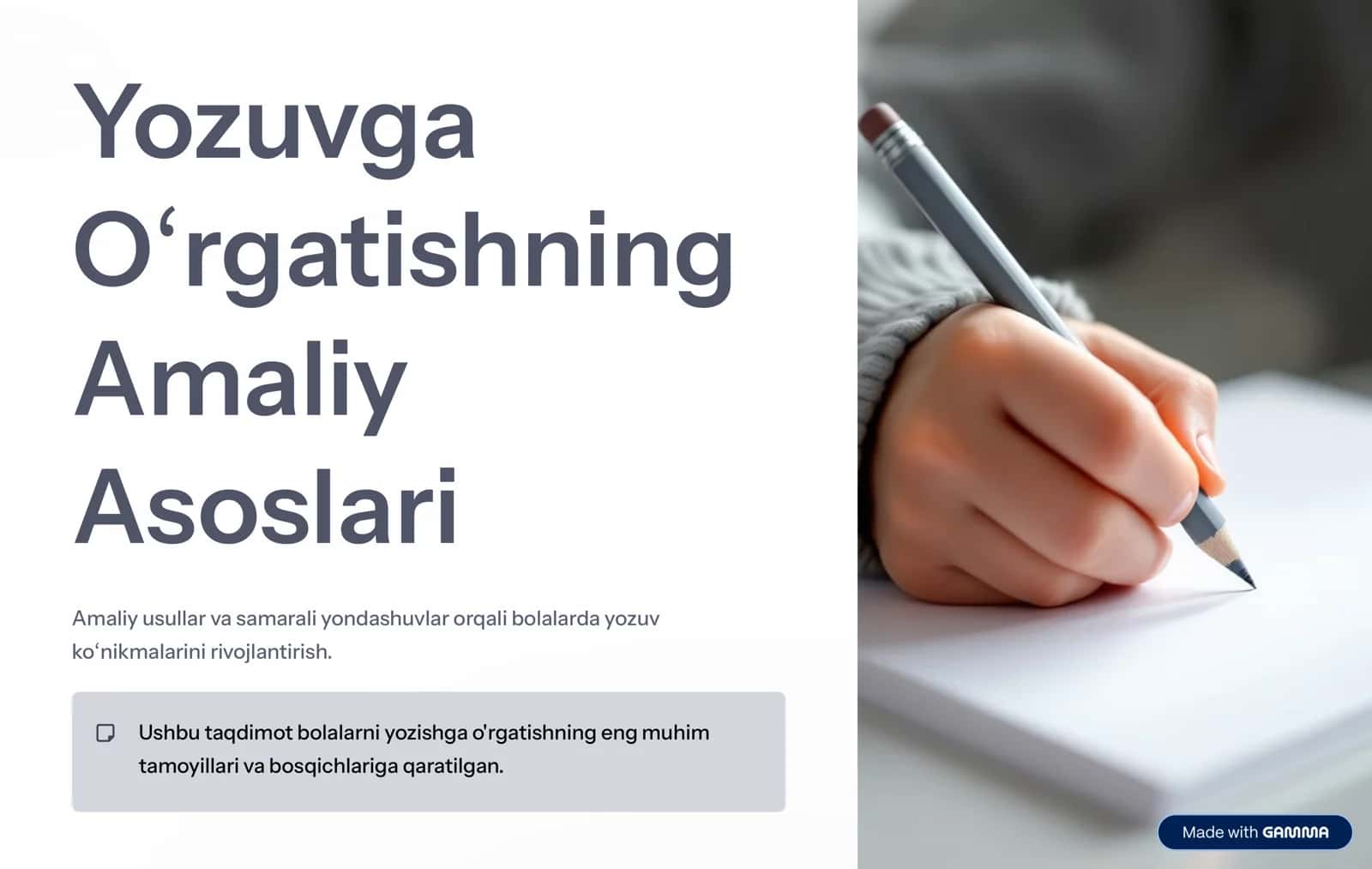 Yozuvga O»rgatishning Amaliy Asoslari