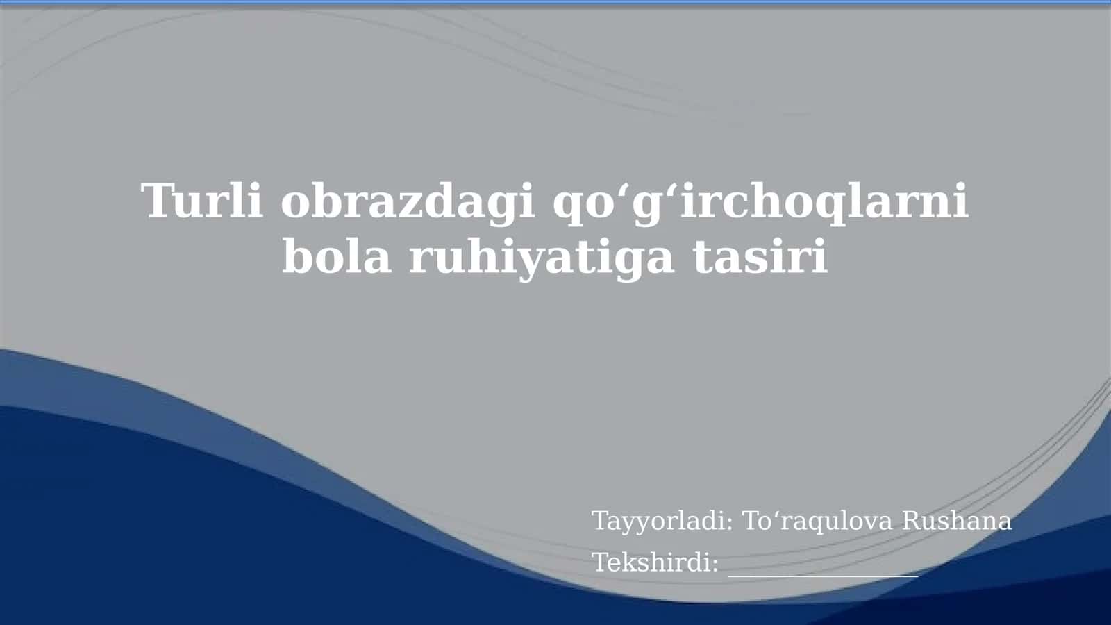 Turli obrazdagi qoʻgʻirchoqlarni bola ruhiyatiga tasiri