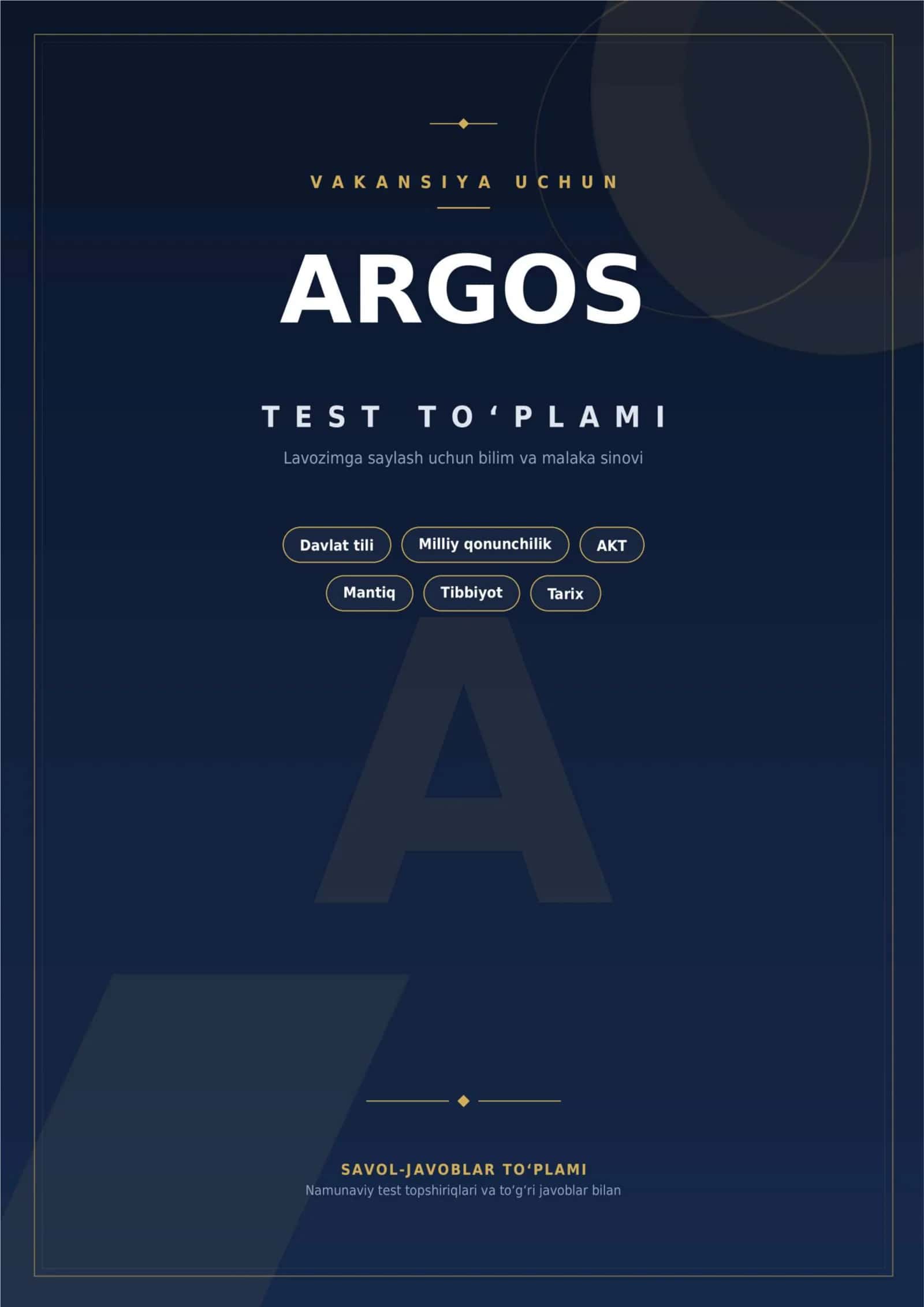 Argos test savollari
