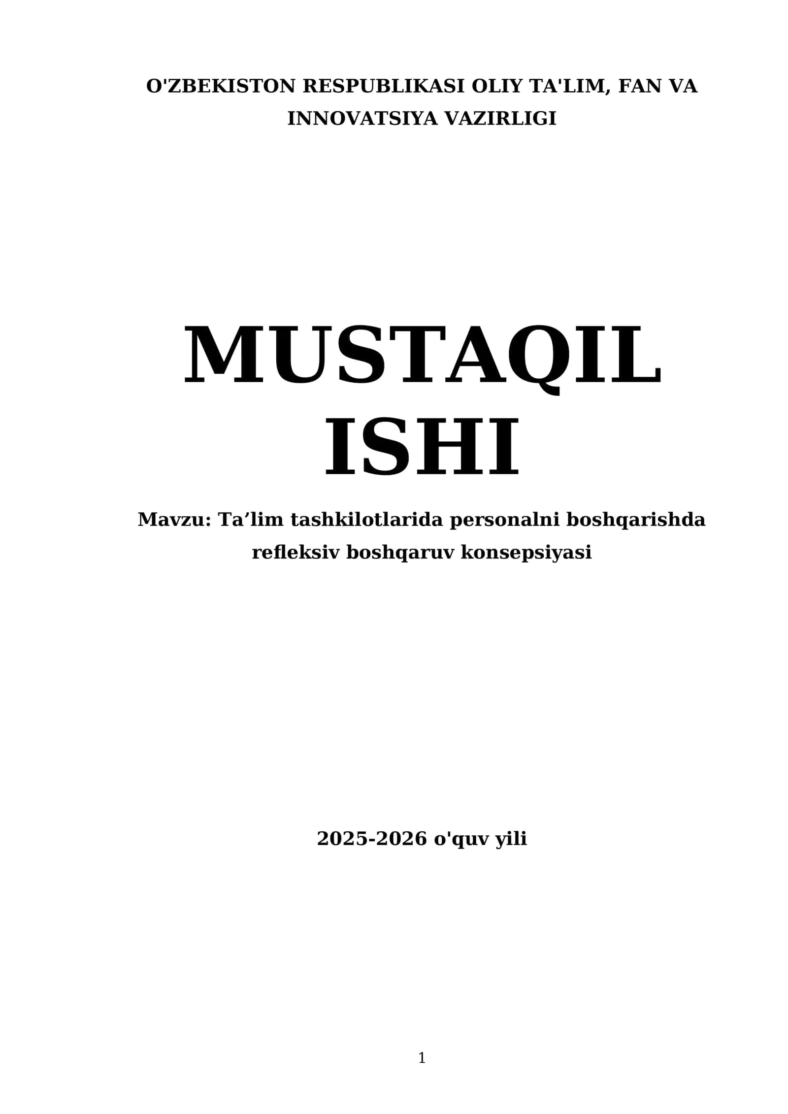 Ta'lim tashkilotlarida personalni boshqarishda refleksiv boshqaruv konsepsiyasi