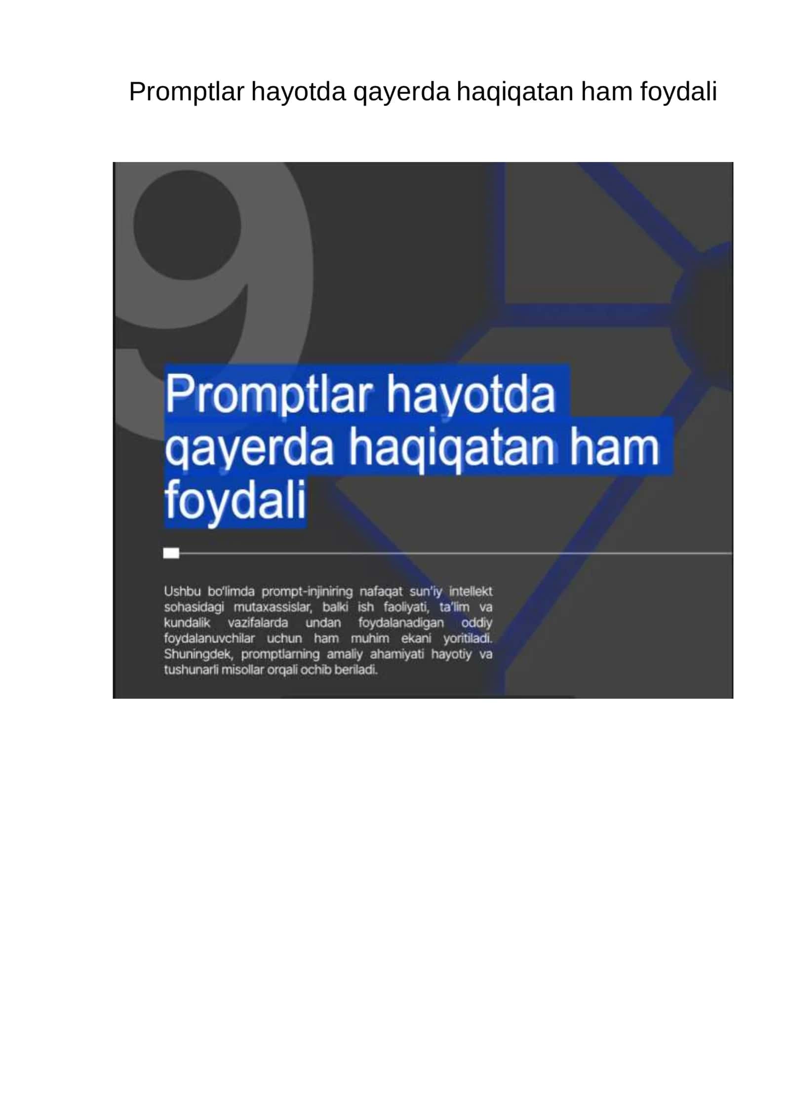 Promptlar hayotda qayerda haqiqatan ham foydali
