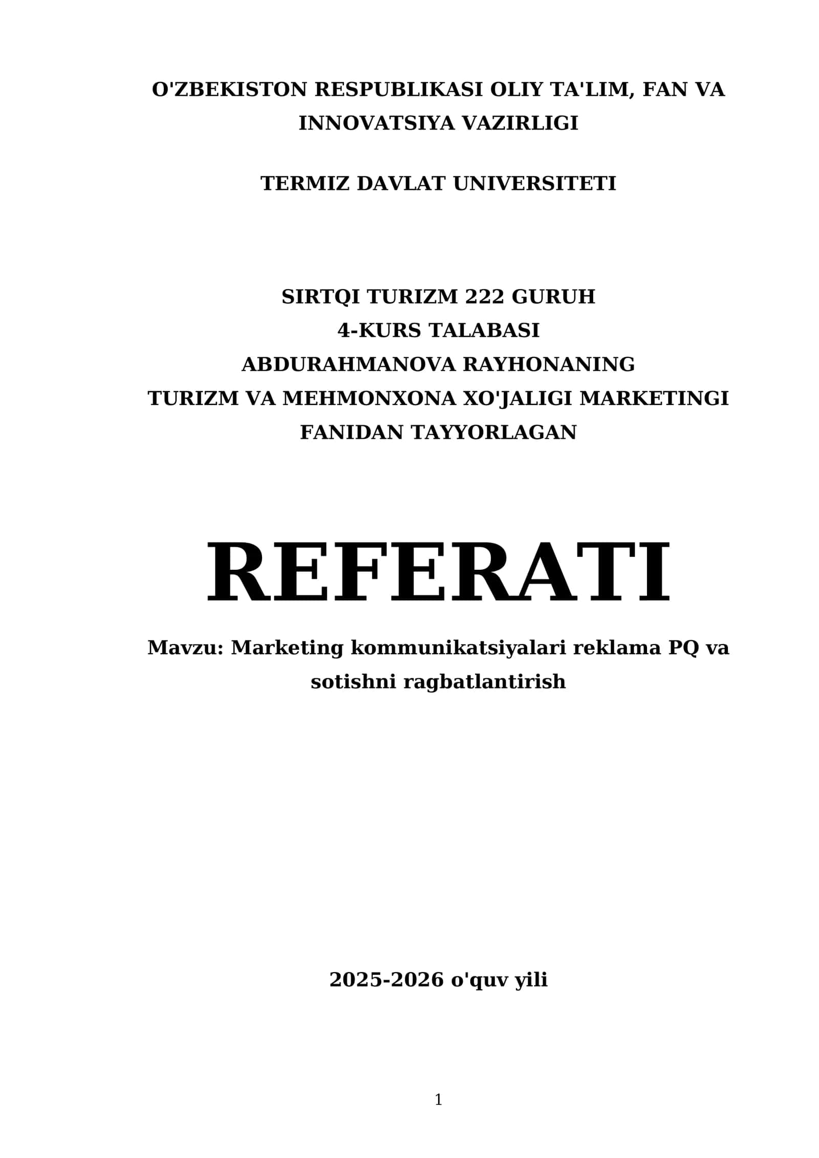 Marketing kommunikatsiyalari reklama PQ va sotishni rag'batlantirish