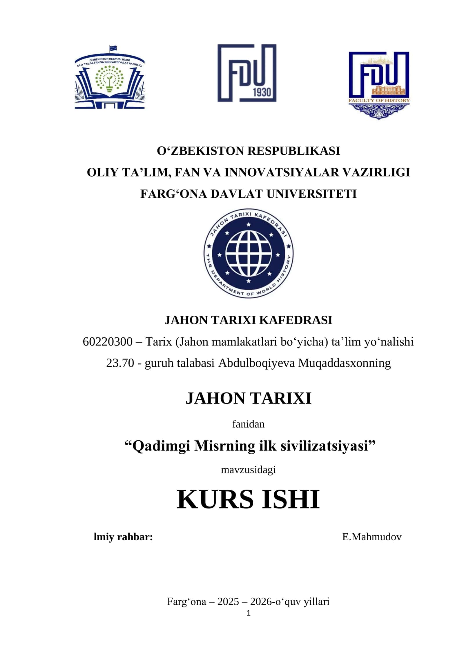Qadimgi Misrning ilk sivilizatsiyasi