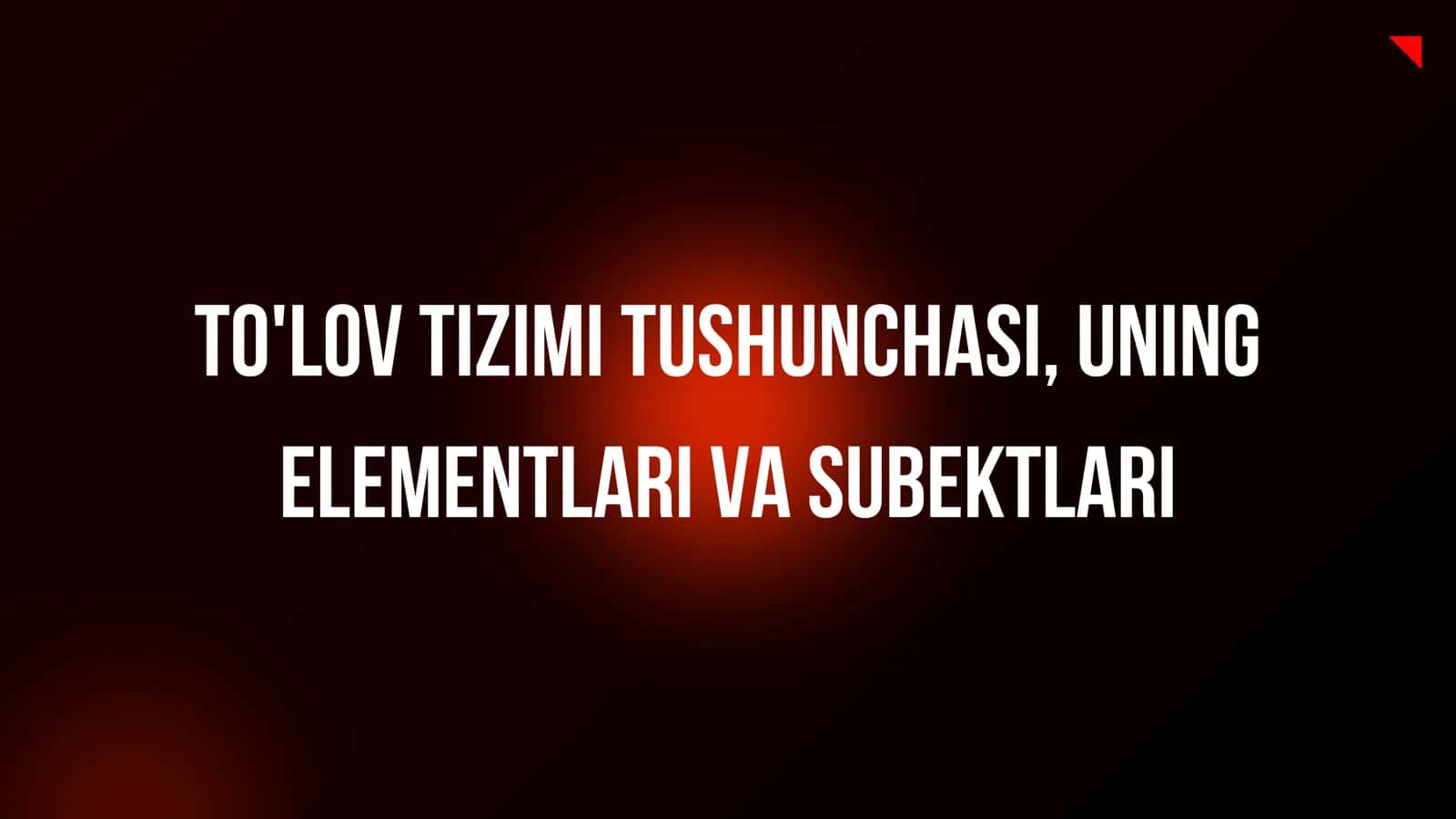 TO'LOV TIZIMI TUSHUNCHASI