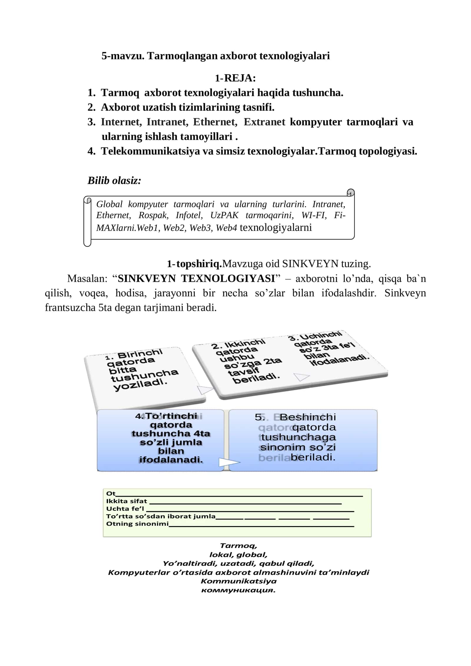 Tarmoqlangan axborot texnologiyalari