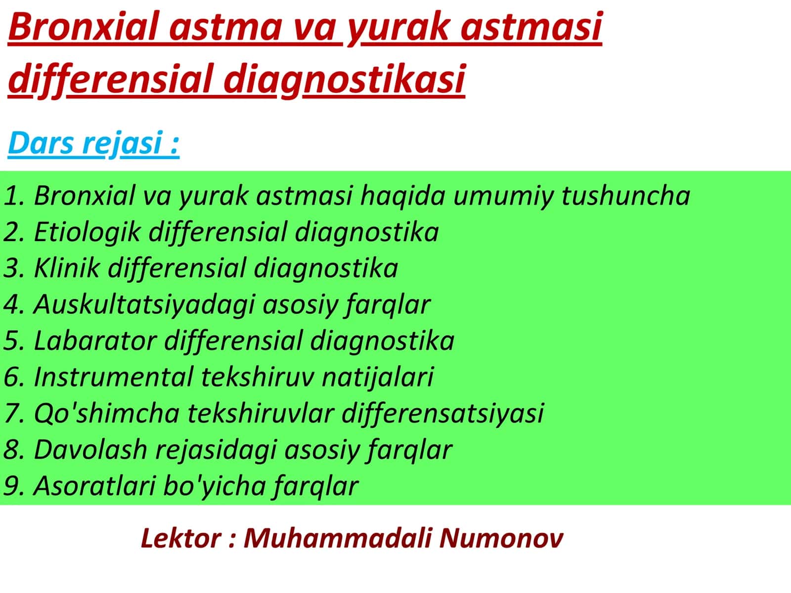Bronxial astma va yurak astmasi
