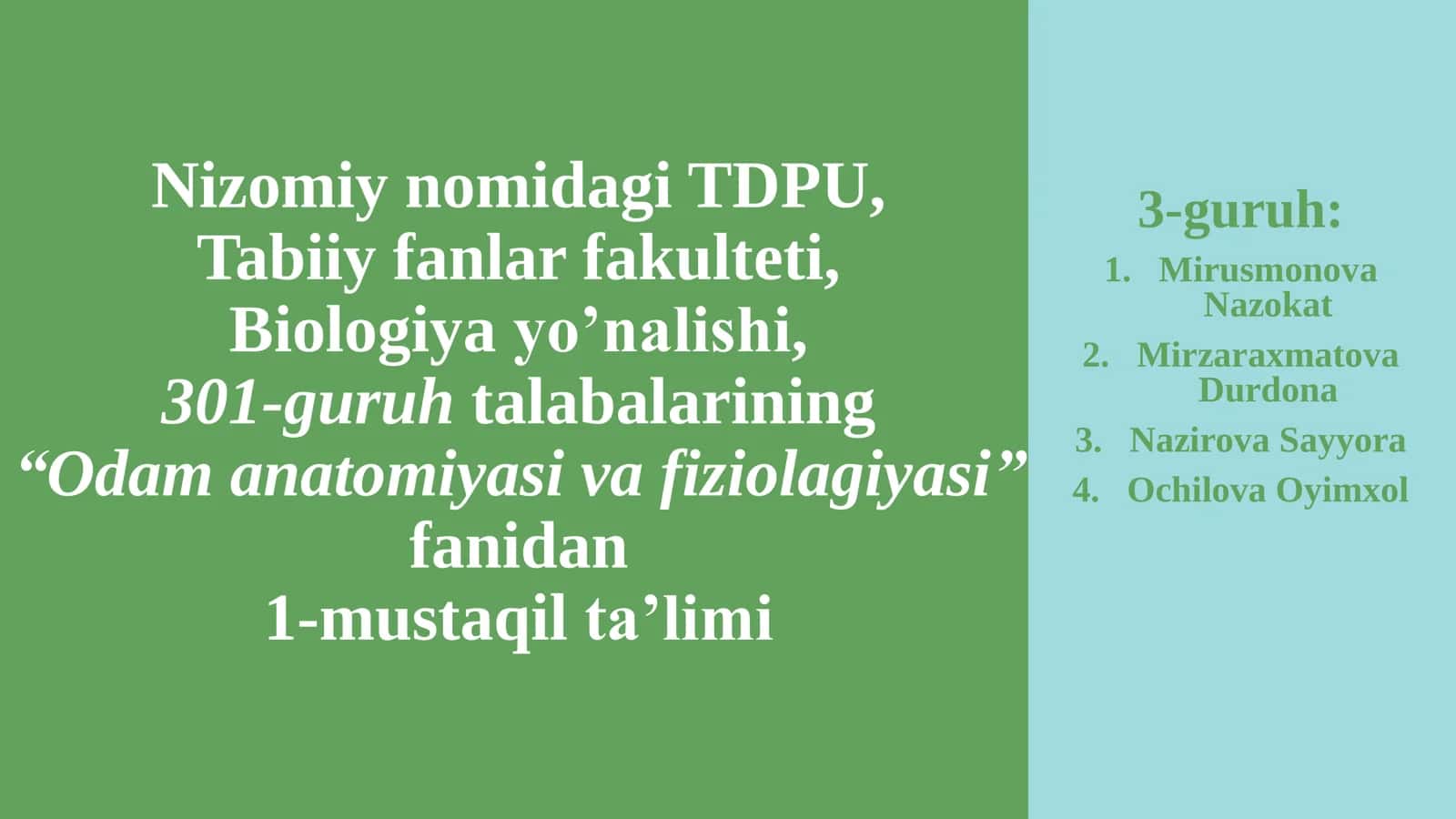 Odamlar anatomiyasi va fiziolagiyasi