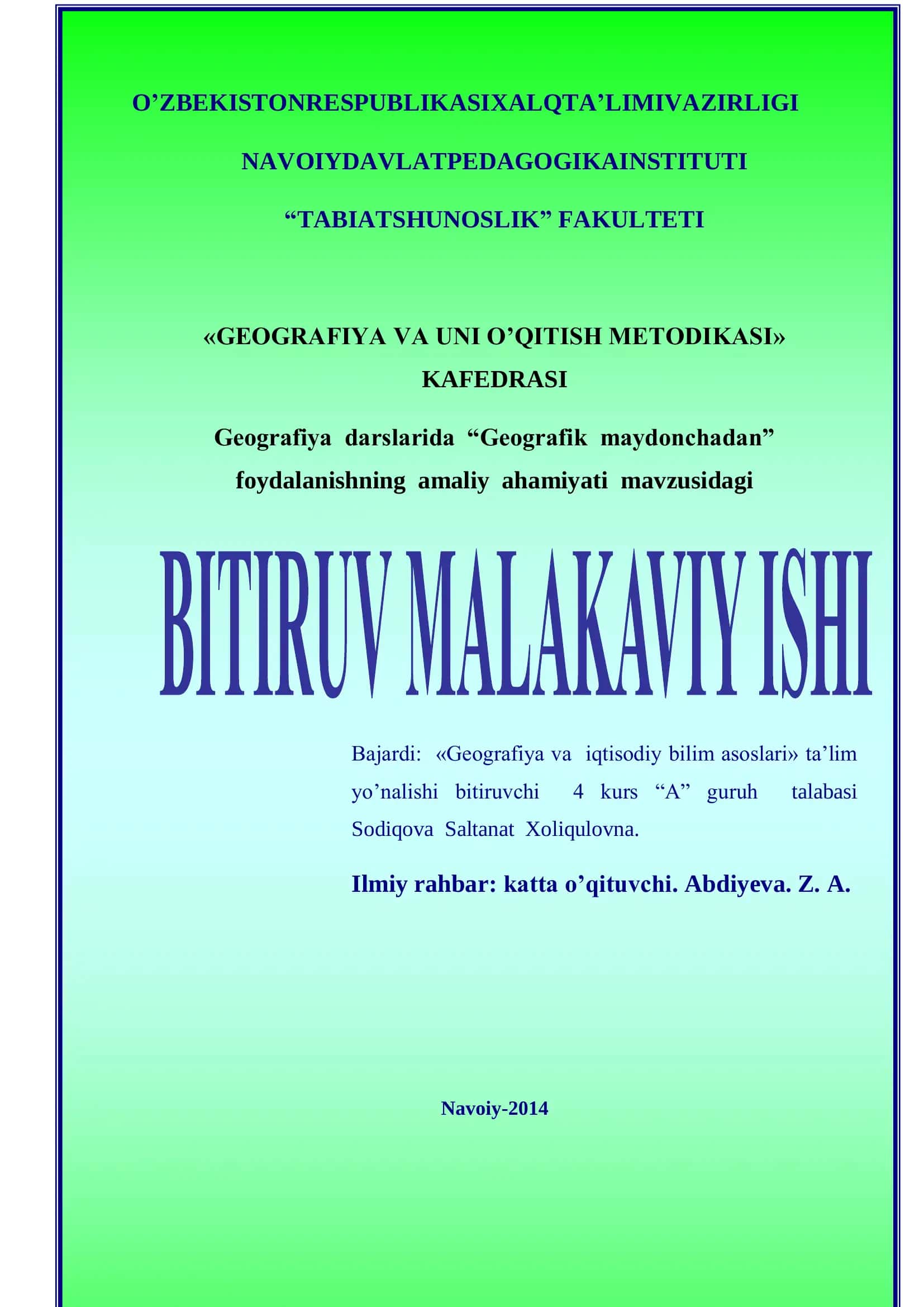 Geografiya va iqtisodiy bilim asoslari