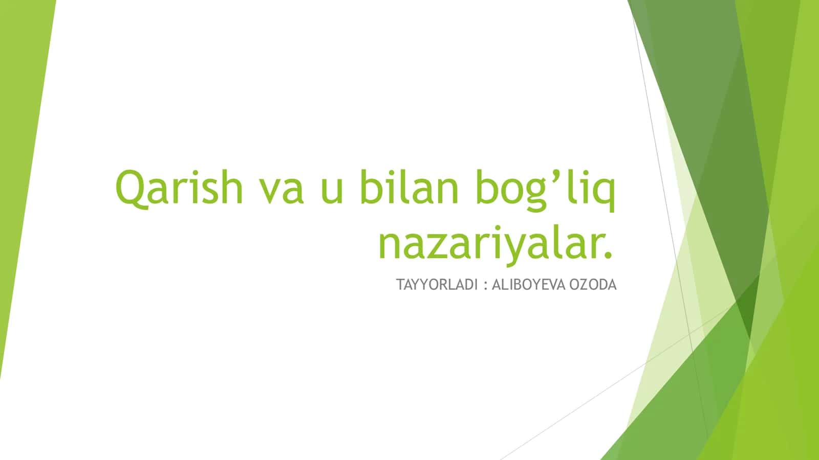 Qarish va u bilan bog’liq nazariyalar