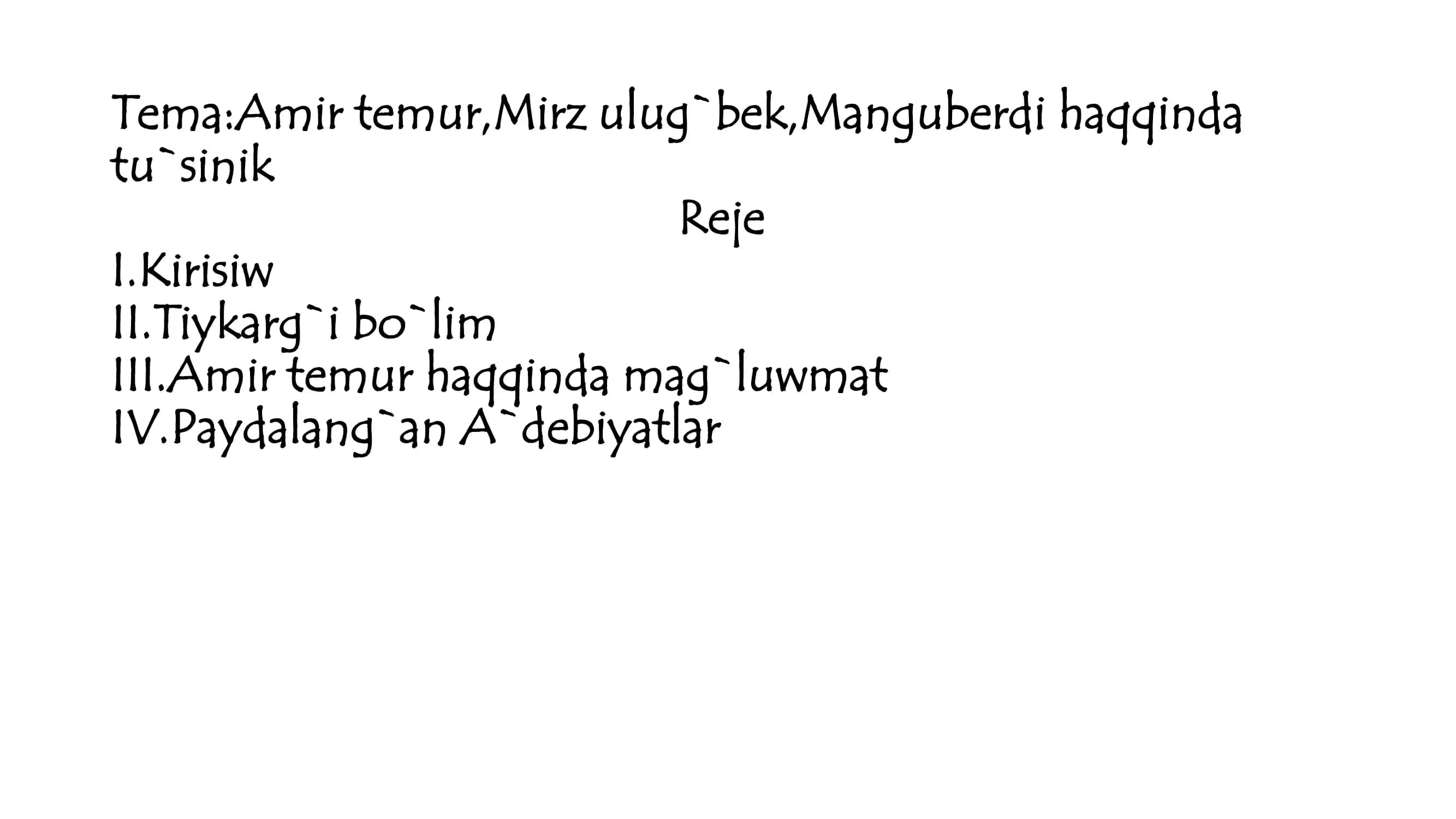 Amir Temur Haqida Tushinik