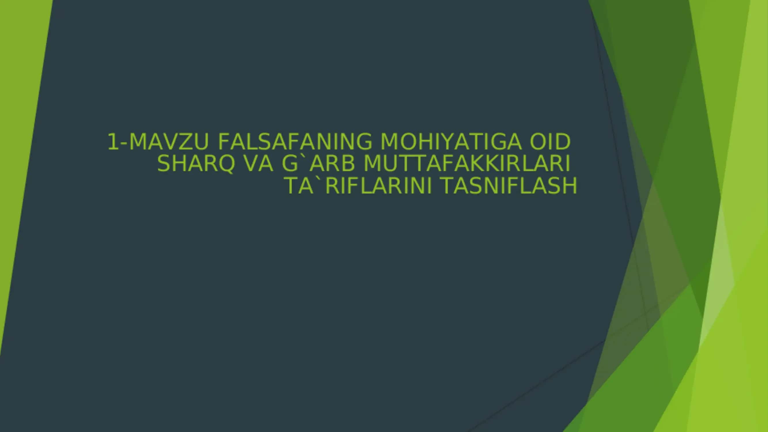 Falsafadan mustaqil ish uchun taqdimot