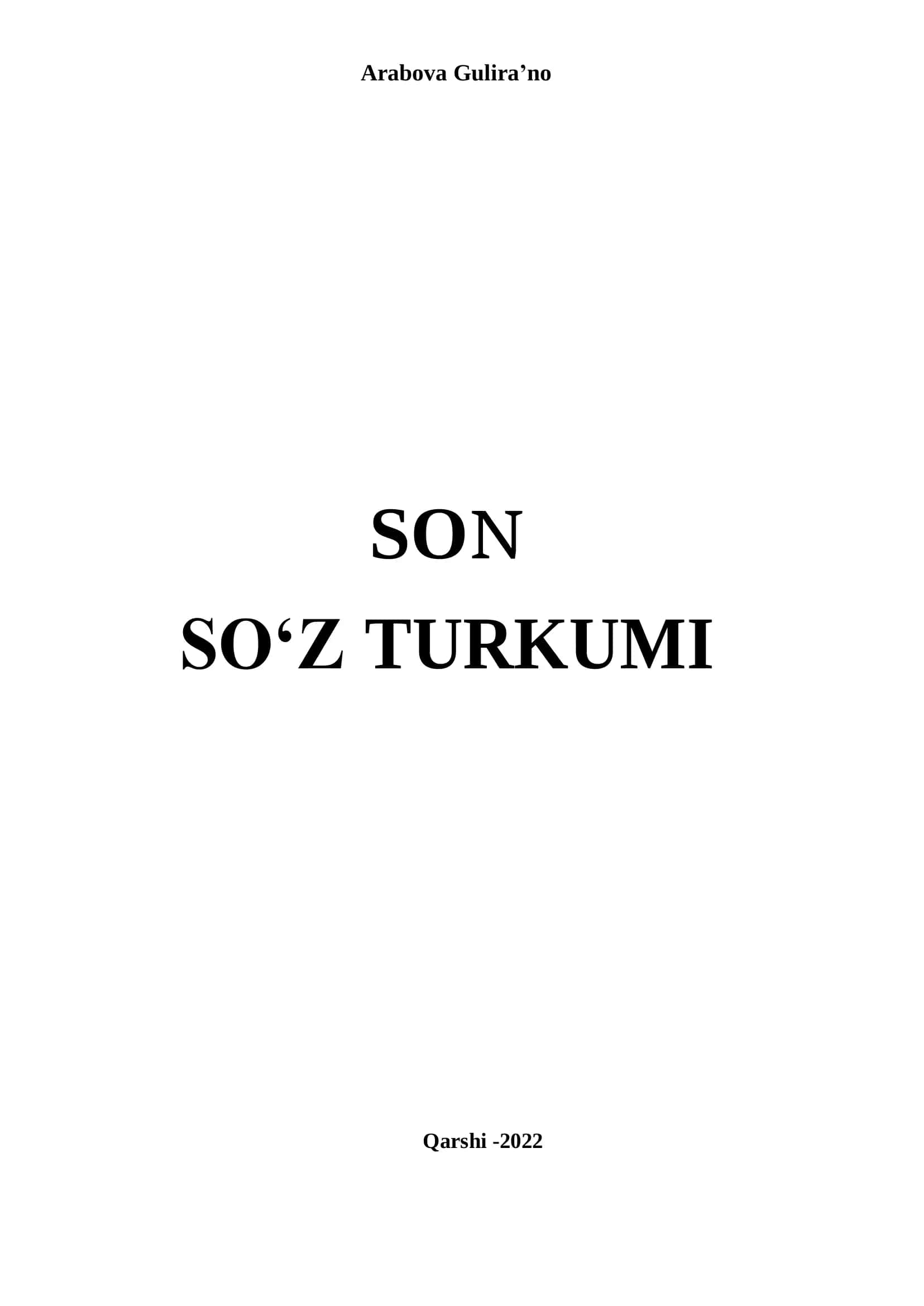 Son So‘z Turkumi