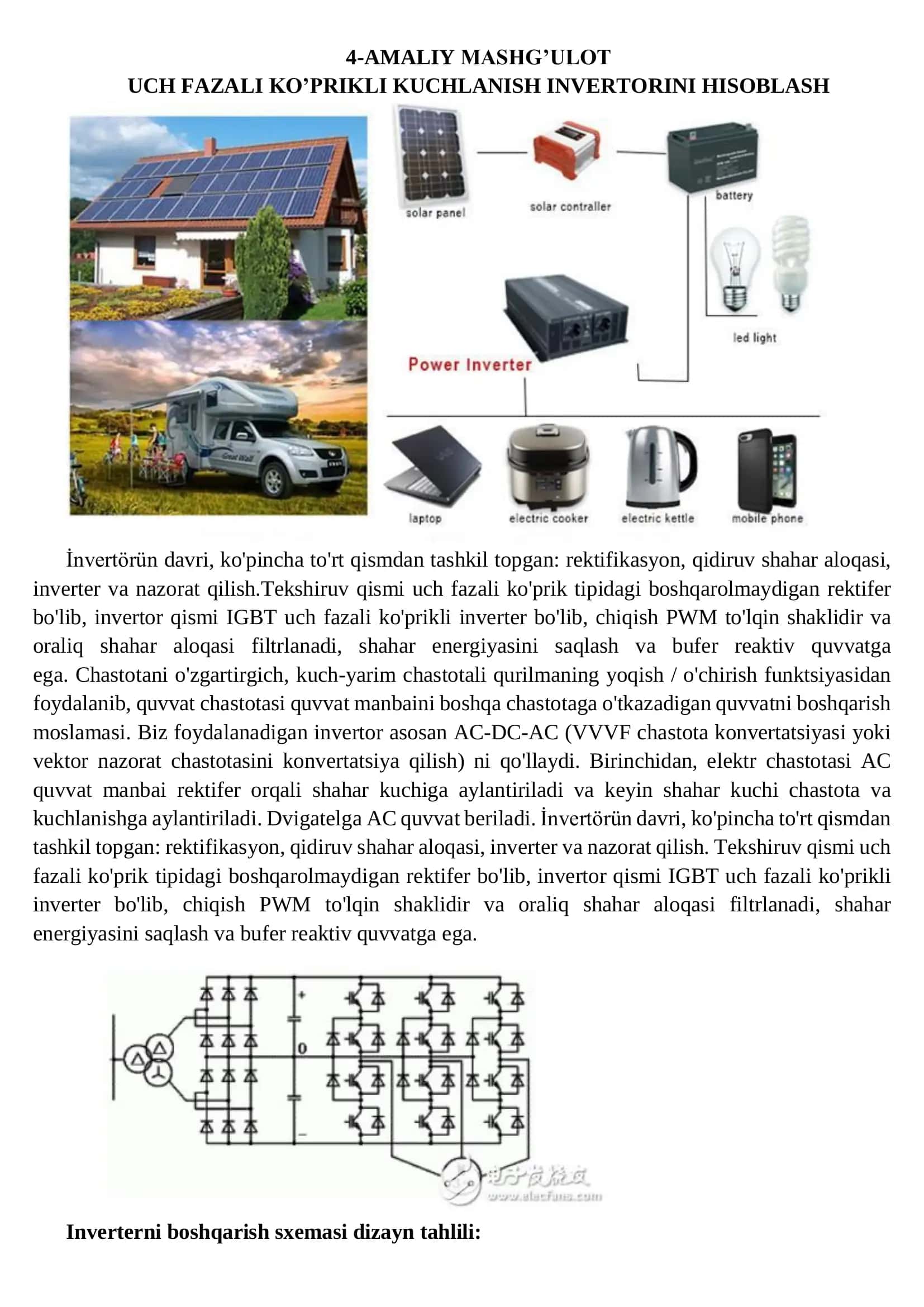 UCH FAZALI KO’PRIKLI KUCHLANISH INVERTORI