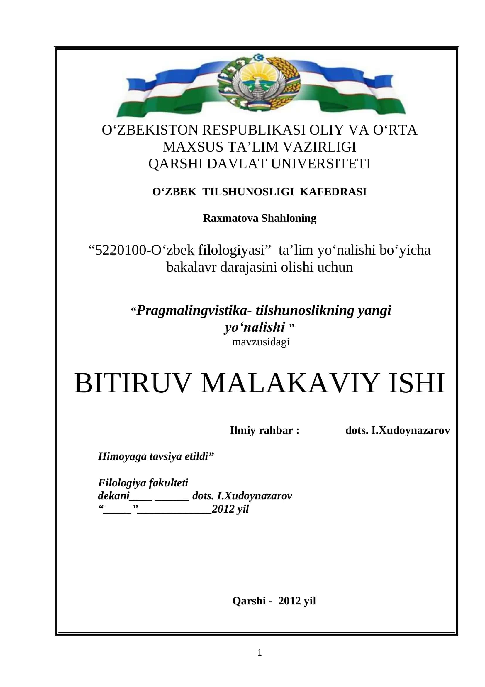 Pragmalingvistika-tilshunoslikning yangi yo‘nalishi