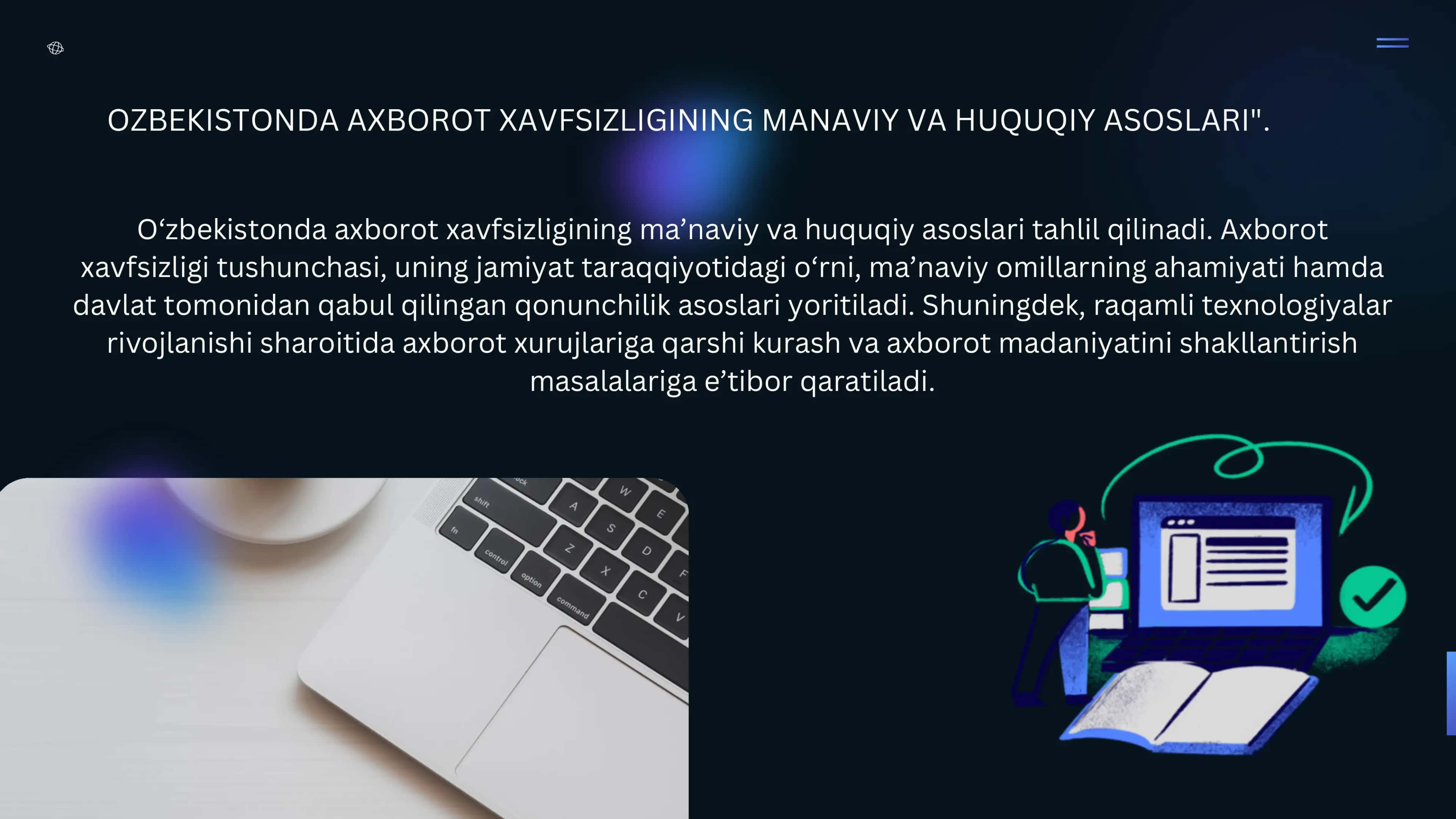 O‘ZBEKISTONDA AXBOROT XAVFSIZLIGINING MANAVIY VA HUQUQIY ASOSLARI
