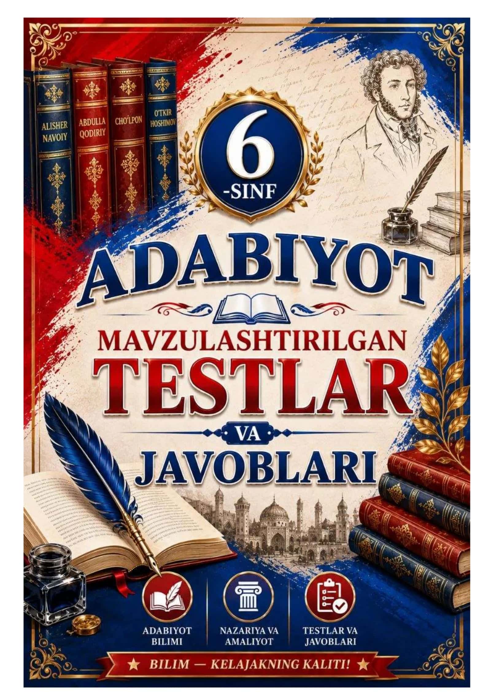 6-SINF ADABIYOT FANIDAN MAVZULASHTIRILGAN TESTLAR 2026 YIL