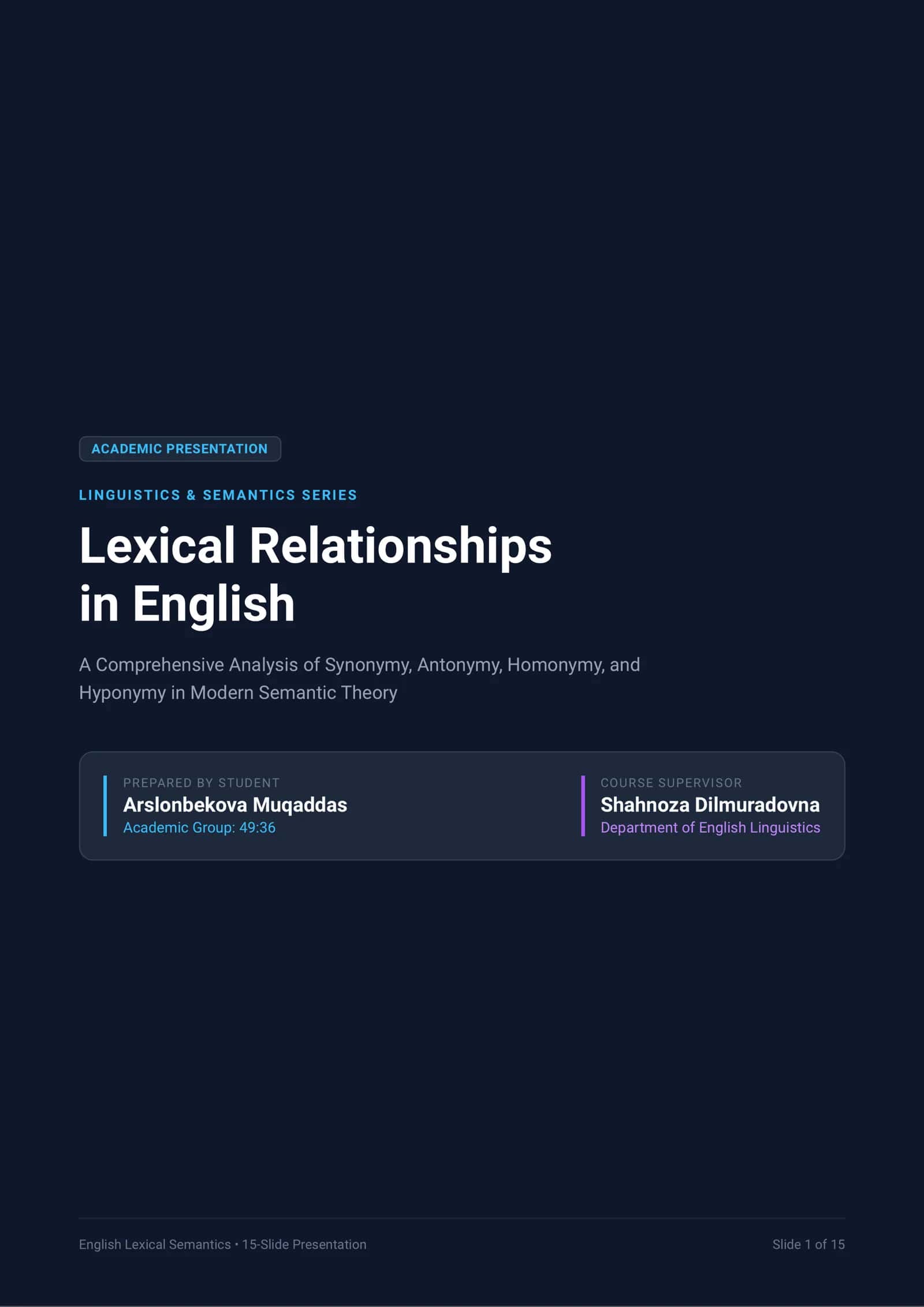 Lexical Relationships in English
