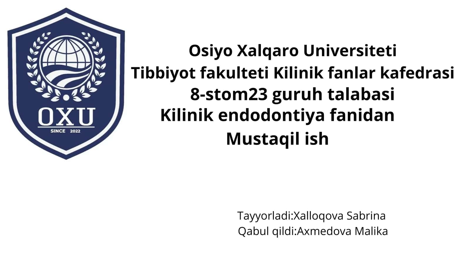Kilinik endodontiya fanlari
