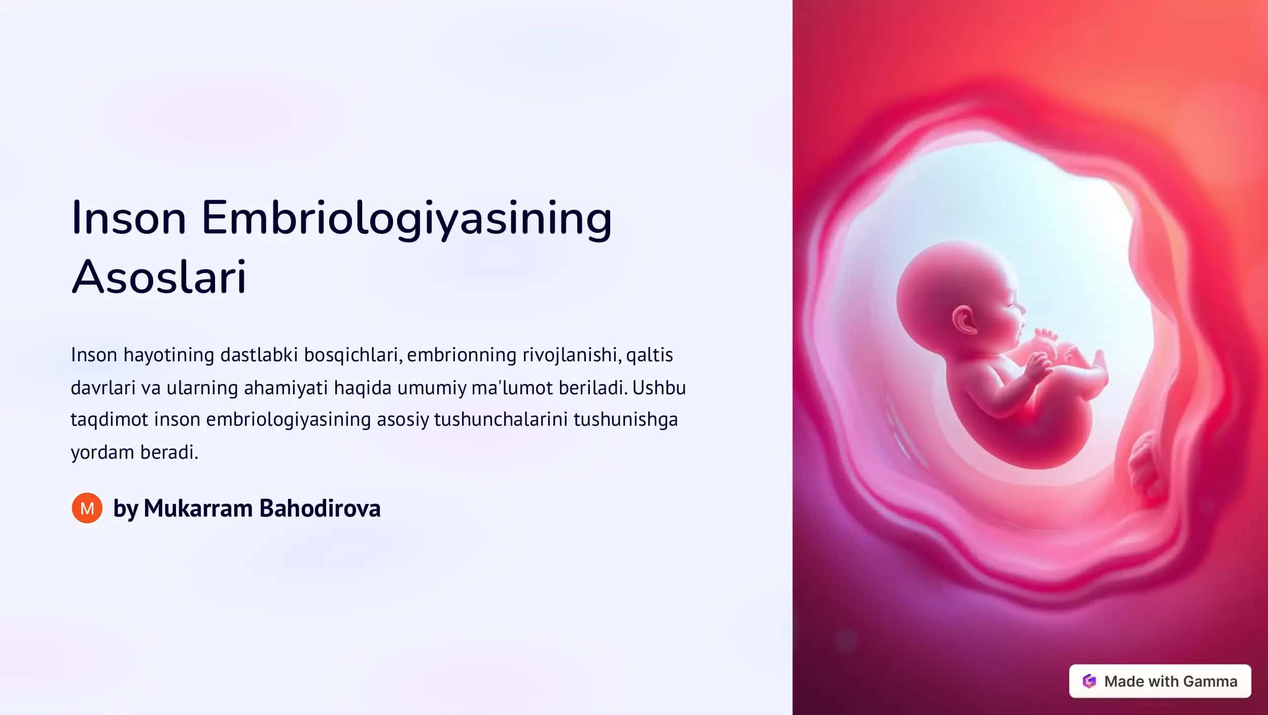 Inson Embriologiyasining Asoslari
