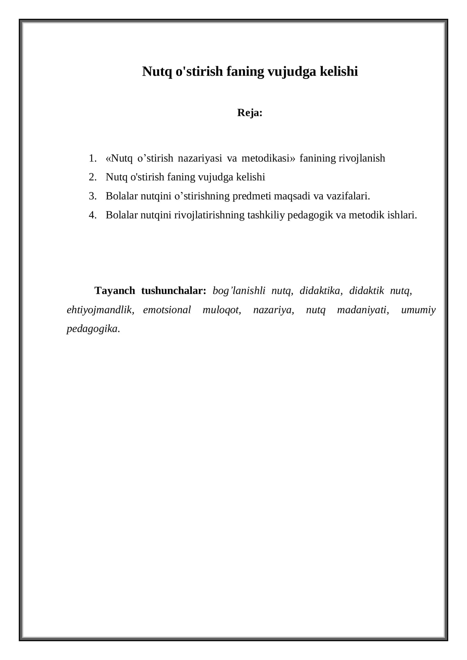 Nutq o'stirish faning vujudga kelishi