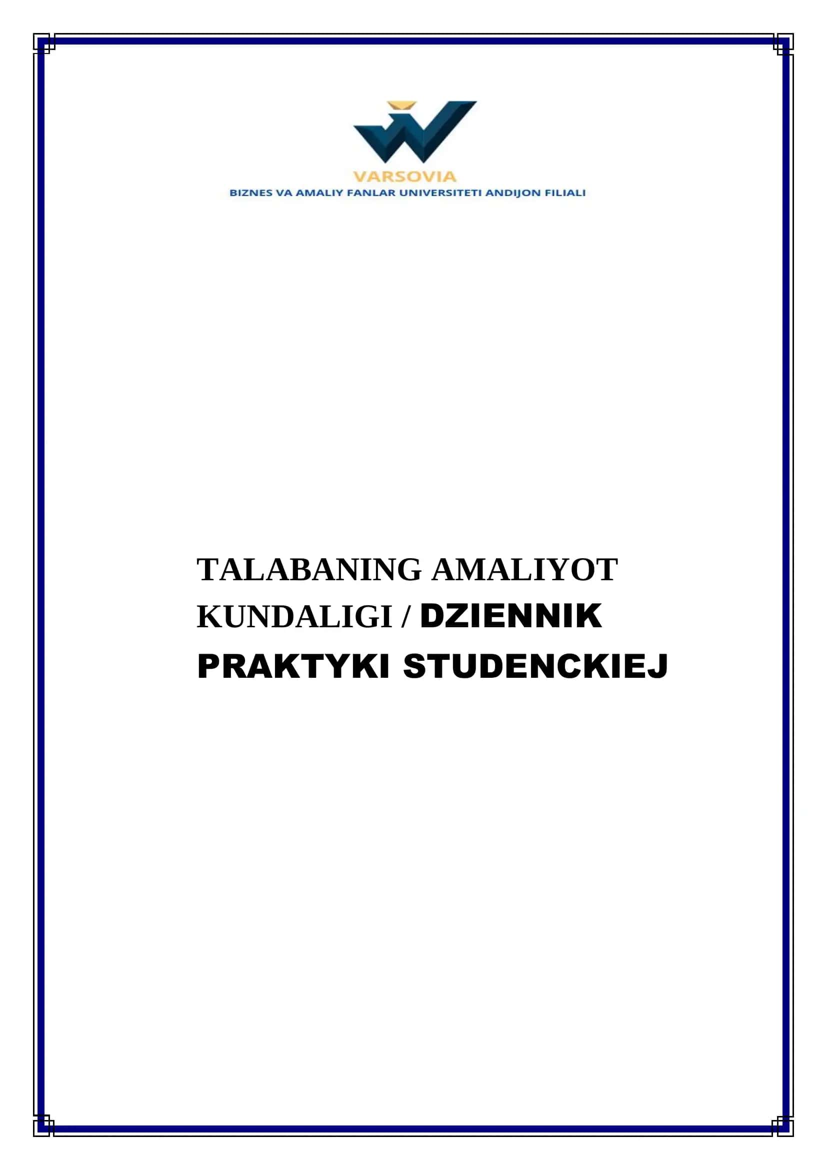 TALABANING AMALIYOT KUNDALIGI / DZIENNIK