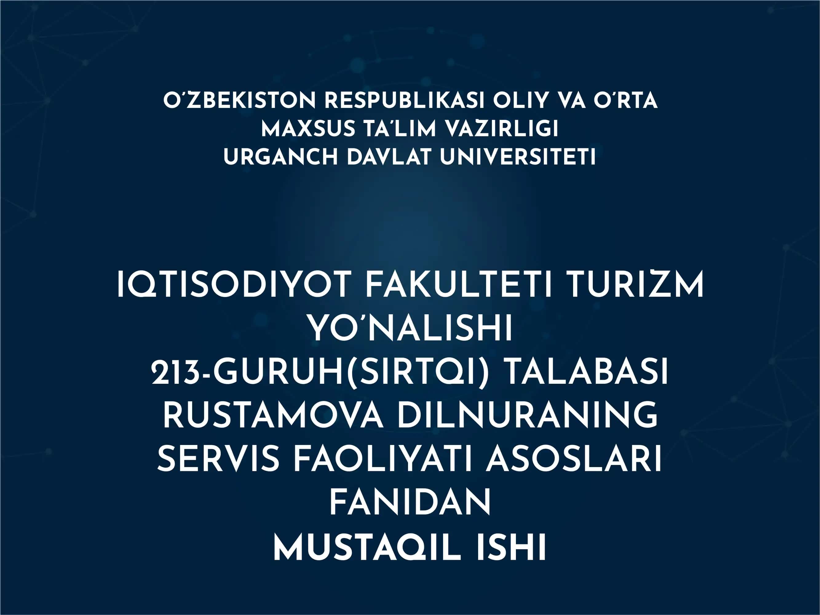 RESTORANLARDA MEHMONLAR ISHONCHI. BARLARDAGI SERVIS
