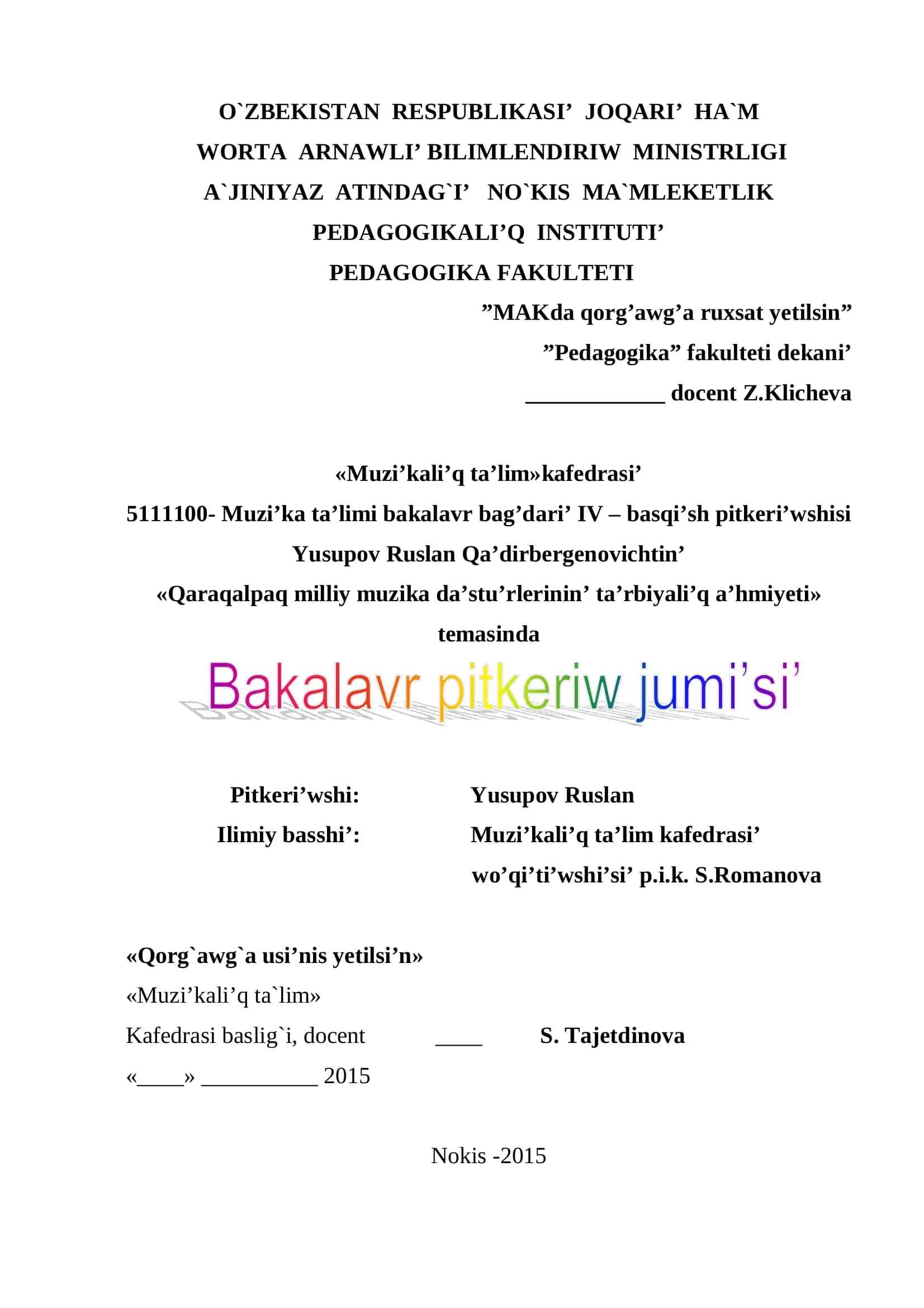 Muzıka ta`limi bakalavr bag’dari’ IV