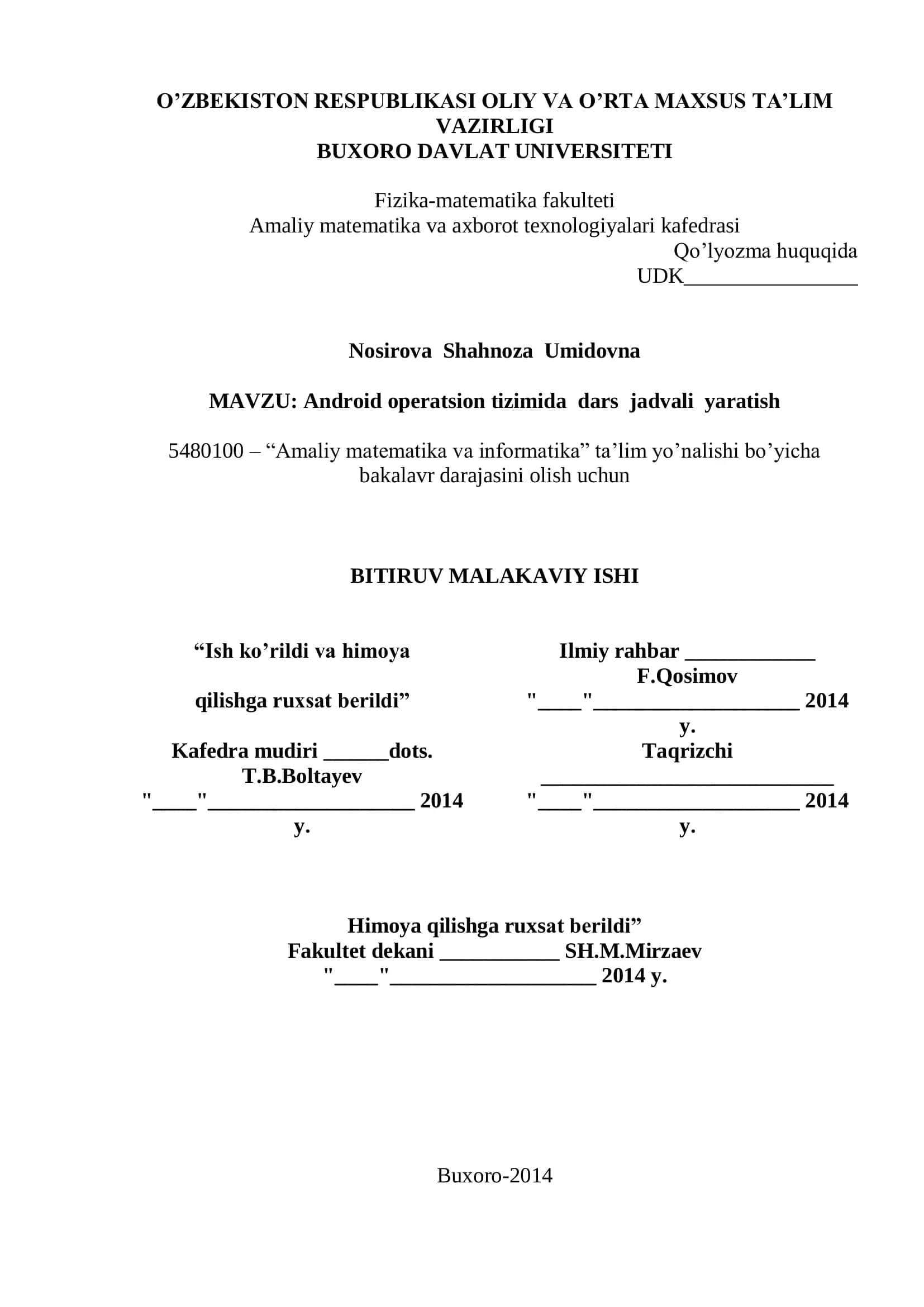 Android operatsion tizimida dars jadvali yaratish