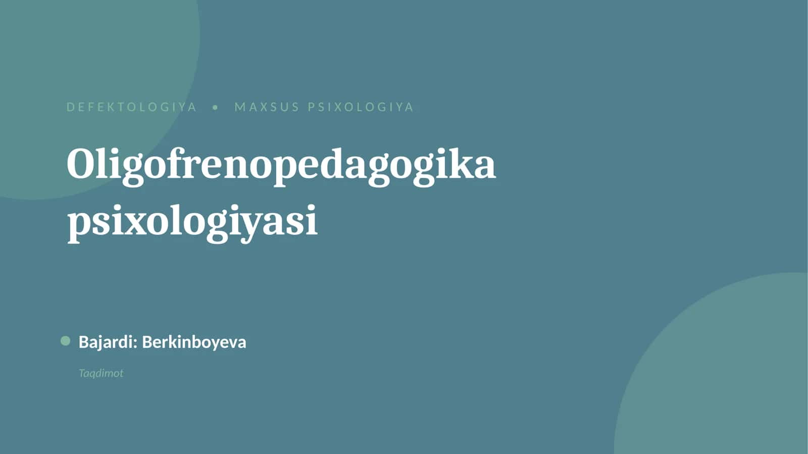Oligofrenopedagogika Psixologiyasi