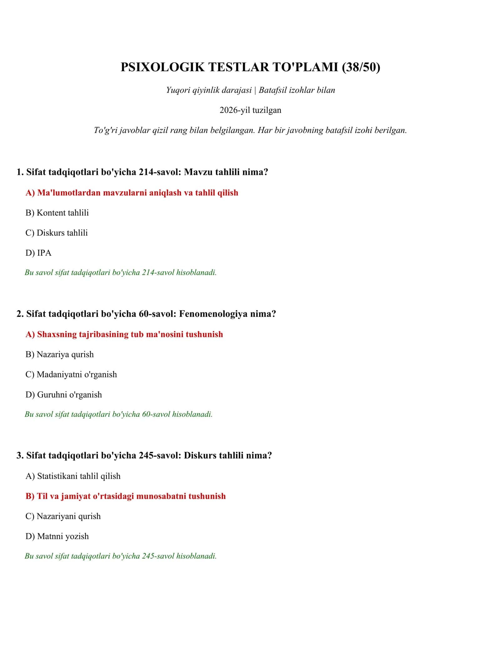 PSIXOLOGIK TESTLAR TO'PLAMI (38/50)