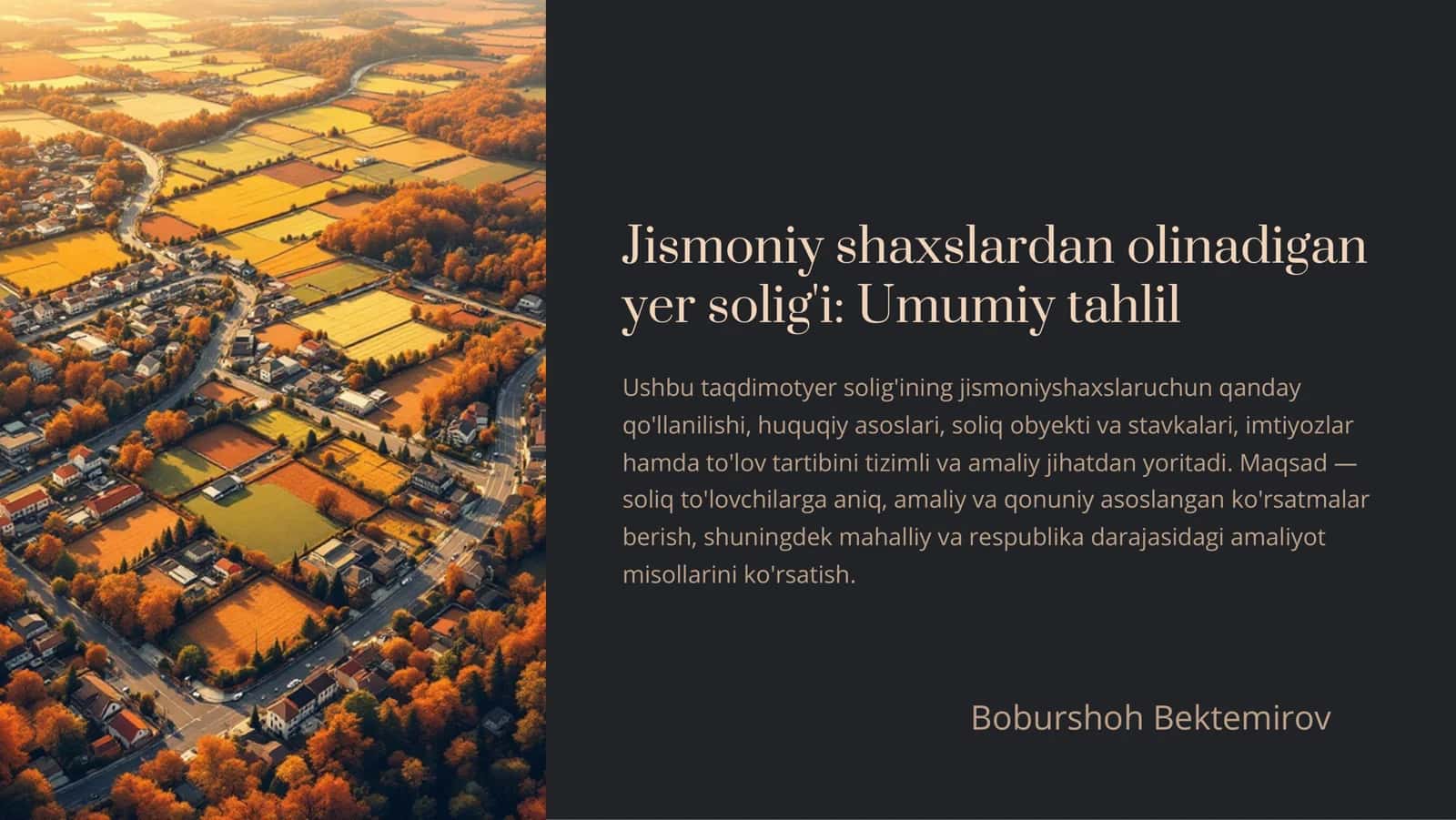 Yer solig'i: Umumiy tahlil, jismoniy shaxslardan olinadigan yer solig’i