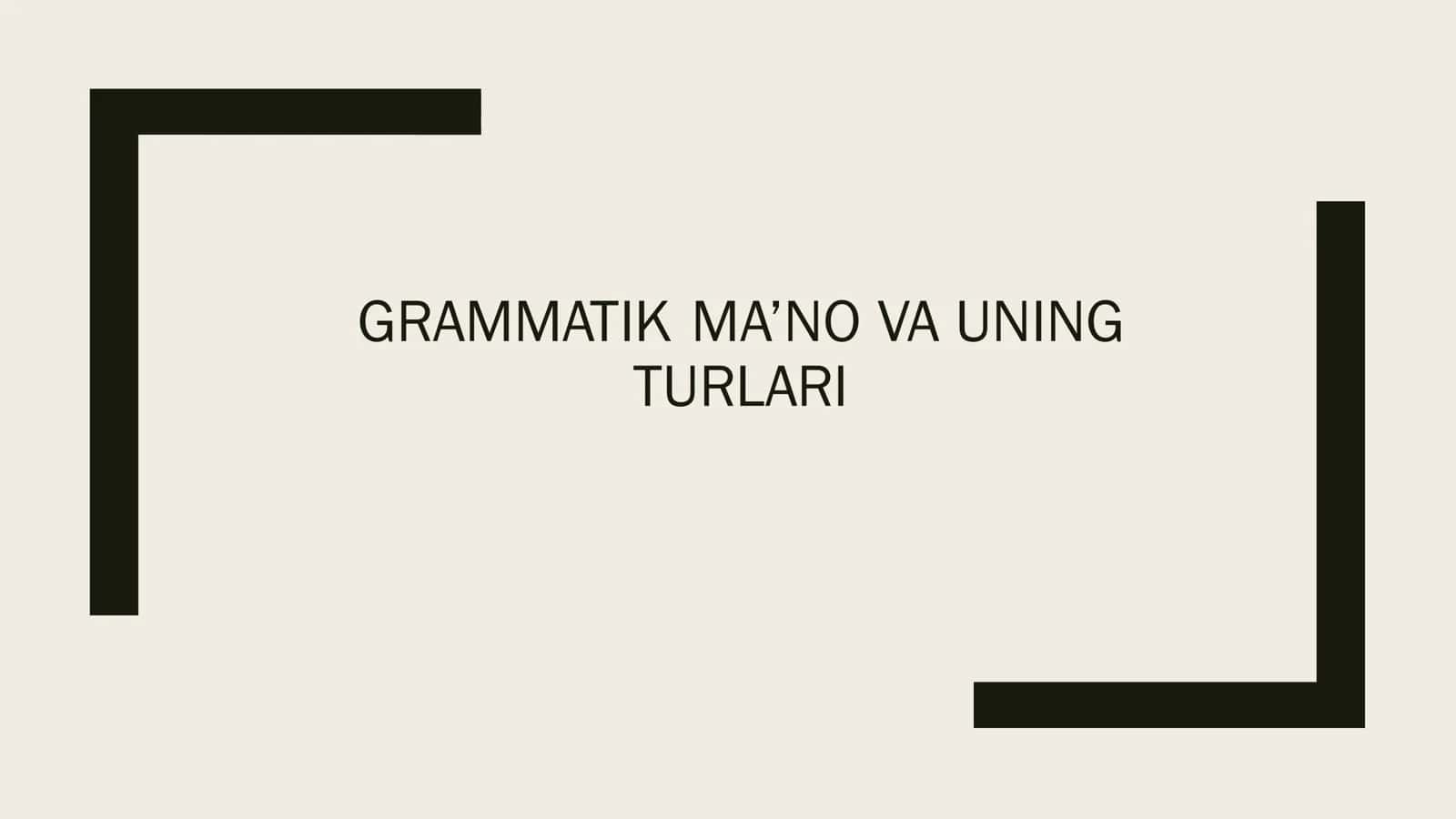 GRAMMATIK MA’NO VA UNING TURLARI