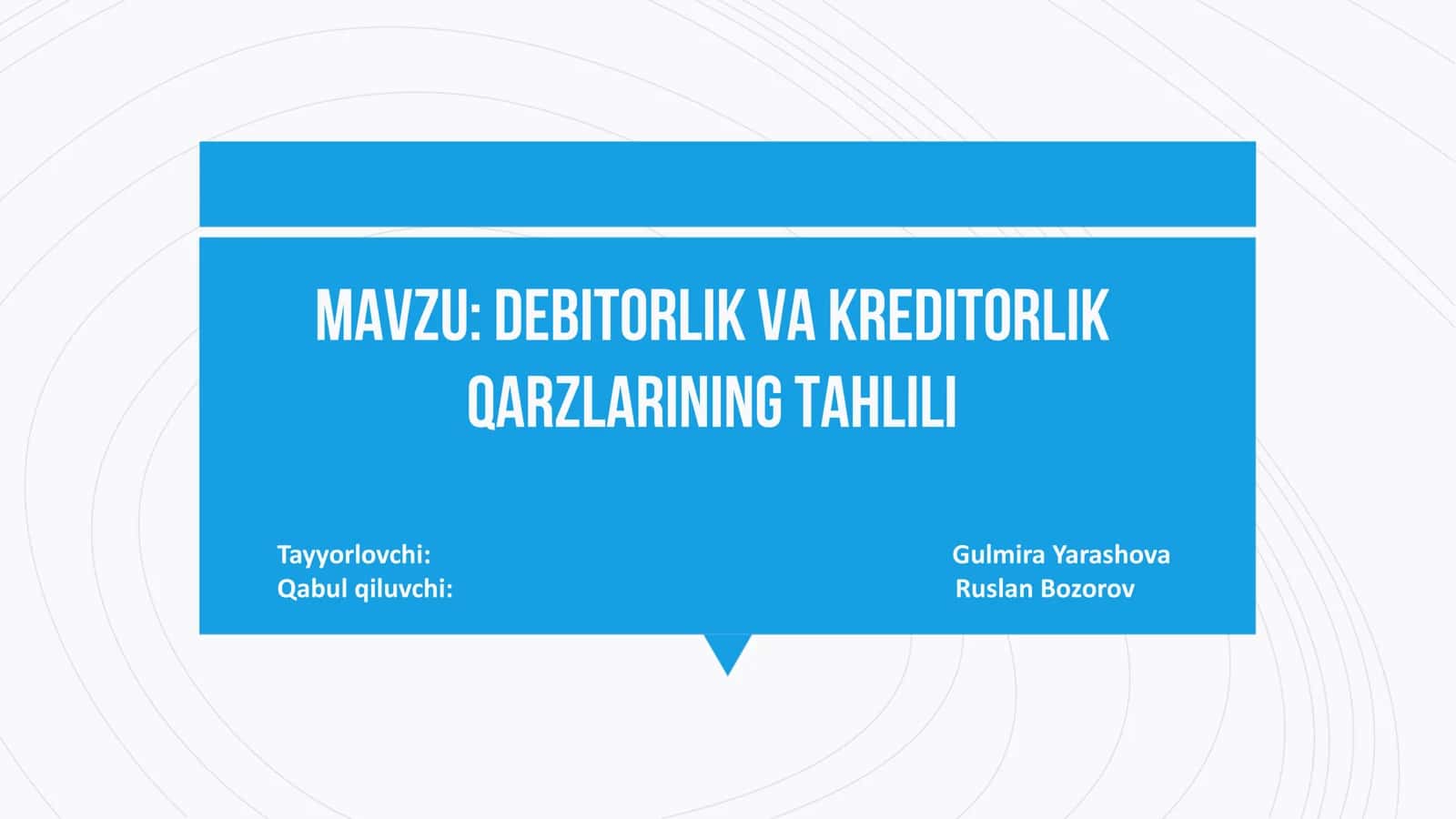 Debitorlik va kreditorlik qarzlarining tahlili