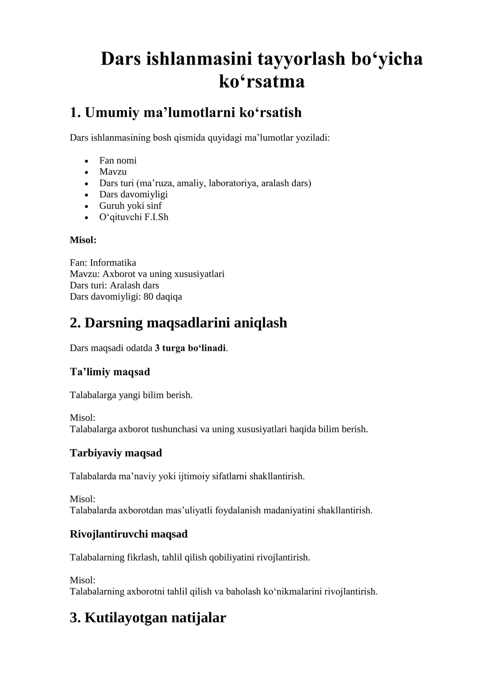 Axborot va uning xususiyatlari