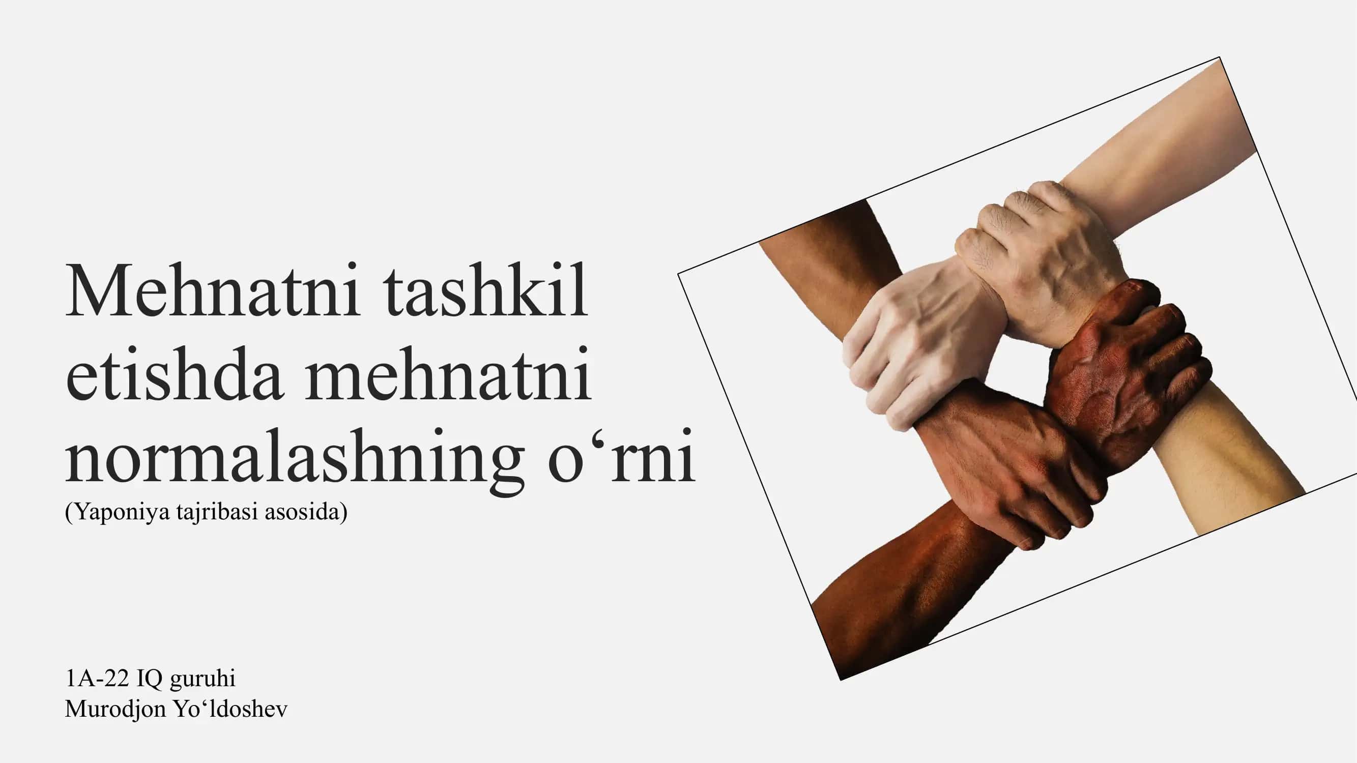 Mehnatni tashkil etishda mehnatni normalashning oʻrni