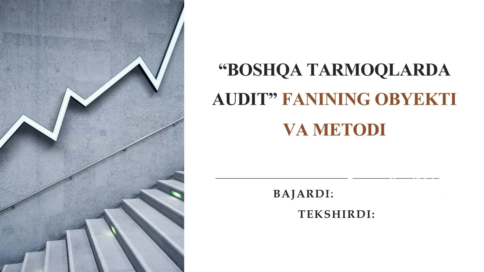 BOSHQA TARMOQLARDA AUDIT FANINING OBYEKTI VA METODI