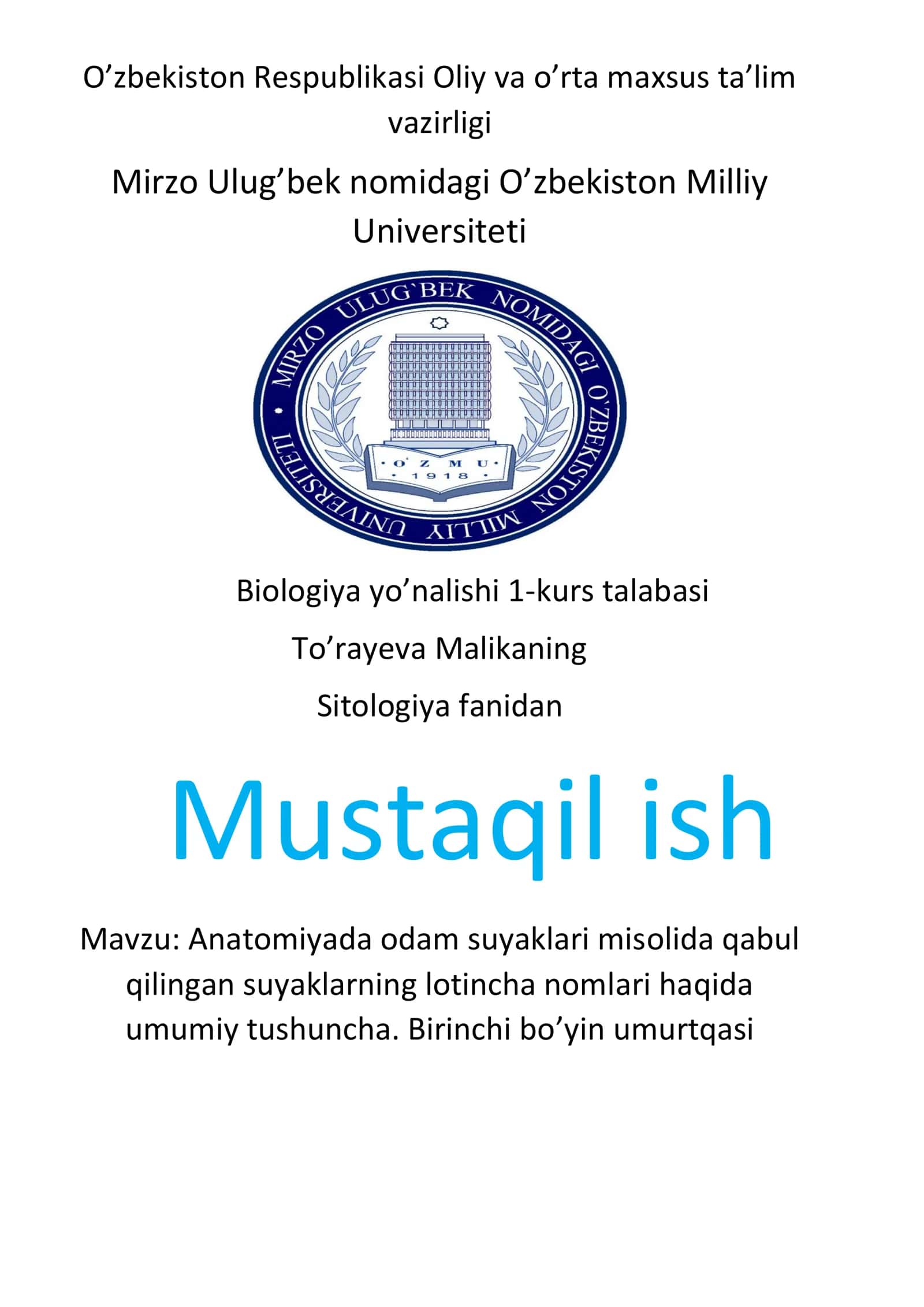 Anatomiyada odam suyaklari misolida qabul qilingan suyaklarning lotincha nomlari haqida umumiy tushuncha
